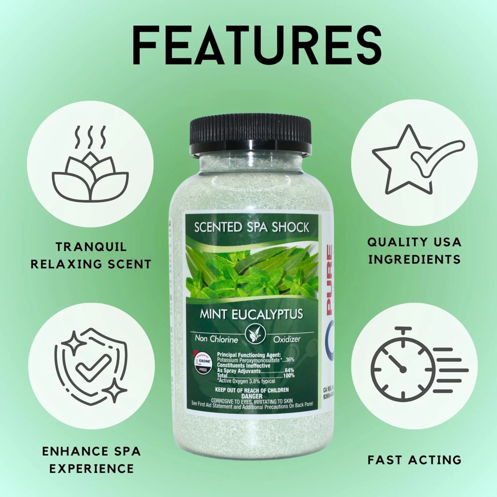 Eucalyptus Scented Spa Shock- Non-Chlorine Shock for Any Spa or Hot Tub-Use with Bromine Tablets or Spa Chlorine. Fragrance Infused Oxygen Crystals Treat Water and Oxidize Chemical Odors - Image 6