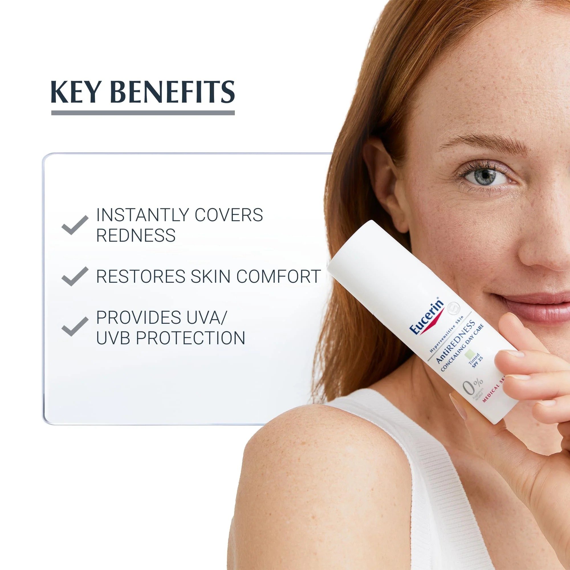 Eucerin AntiRedness Concealing Day Cream SPF30 50ml, Tinted Moisturiser for Hypersensitive Skin, Redness-Reducing Tinted SPF, Instant Soothing and Long-Lasting Skin Tint - Image 3