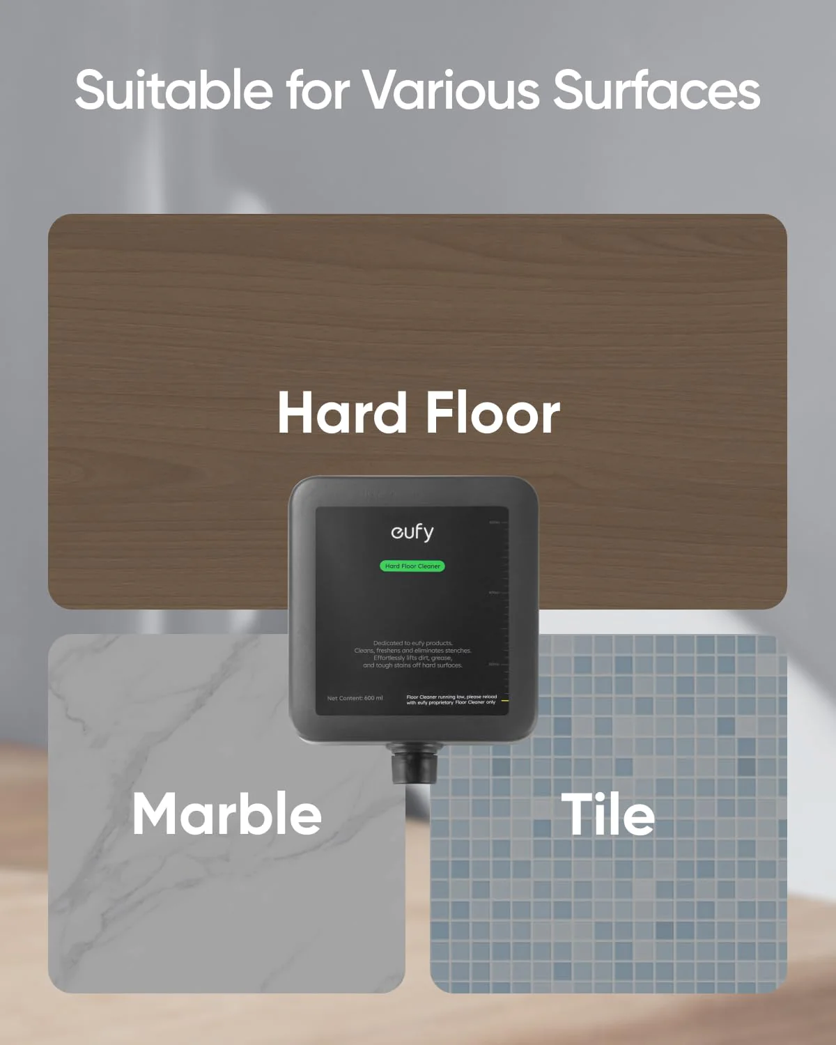 eufy Official Hard Floor Cleaner for Omni S1 Pro/S1, Safe and Gentle for Hand, Automatically Mix Without Manual Dilution, 600ml - Image 2