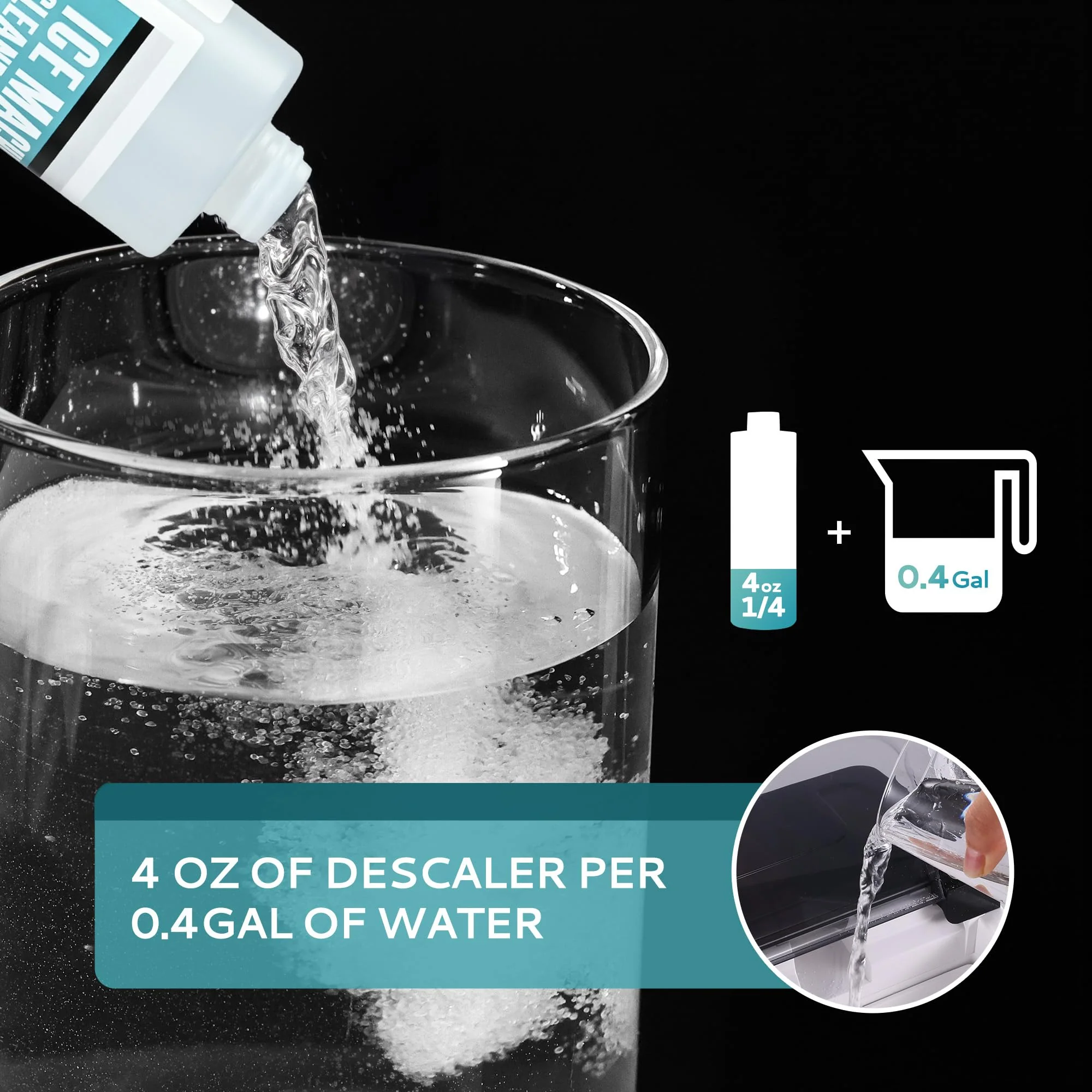 EUHOMY Ice Machine Cleaner Descaler, 32 Fl OZ Ice Maker Cleaner (8 Uses), Ideal Universal Descaling Solution for All Brands Ice Maker, Single Use Coffee and Espresso Machines (2 Bottles) - Image 6