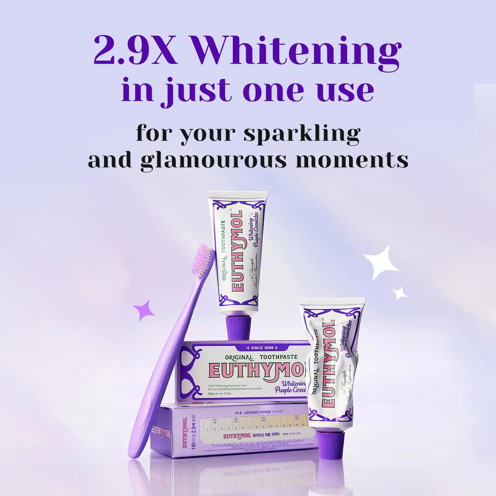 Euthymol Purple Whitening Toothpaste (3.7 fl oz) – for Yellow & Sensitive Teeth | Violet Tone-Up Formula, Instantly Brightens, 24H Stain Defense, Long-Lasting Fresh Breath - Image 3
