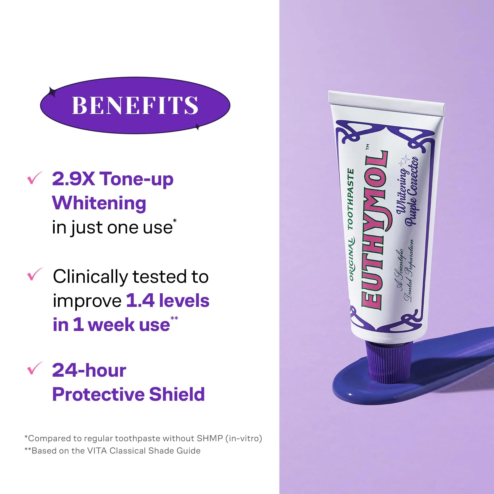 Euthymol Purple Whitening Toothpaste (3.7 fl oz) – for Yellow & Sensitive Teeth | Violet Tone-Up Formula, Instantly Brightens, 24H Stain Defense, Long-Lasting Fresh Breath - Image 7