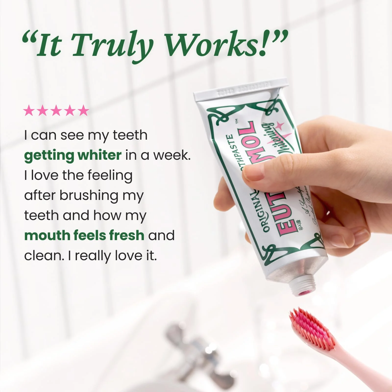 EUTHYMOL Whitening Toothpaste (3.7fl oz*2, Pack of 2) - Stain Removal in 2 Weeks, Long-Lasting Freshness for Sensitive Gum & Teeth. Bad Breath, Cavity Prevention. Recyclable Aluminum Tube - Image 7