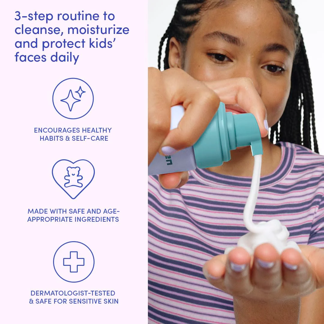Evereden Daily 1-2-3 Routine: Clean, Vegan Skin Care Set for Kids, Hydrating, Non-Toxic Skincare Set with Multi-Vitamin Fragrance-Free Face Wash & Fragrance-Free Face Cream & SPF 30 Mineral Sunscreen - Image 7