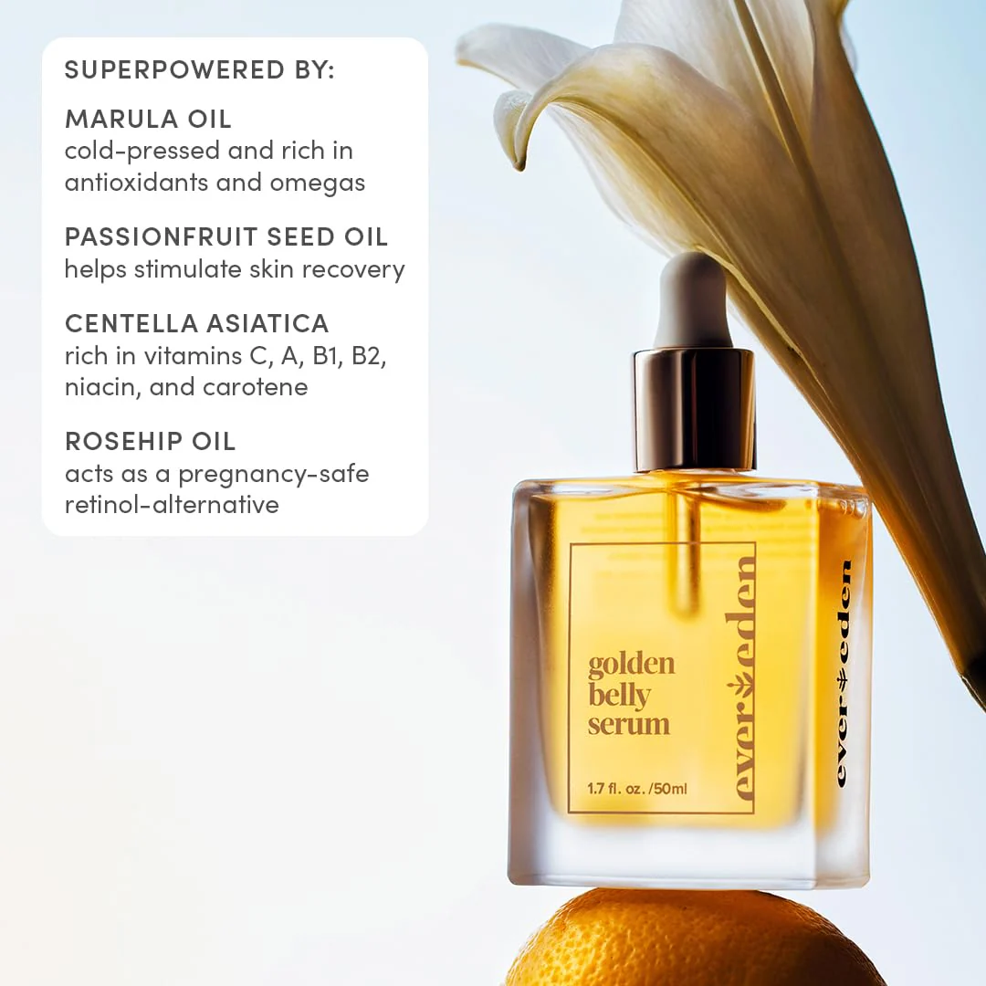 Evereden Golden Belly Serum, 1.7 fl oz. | Clean & Vegan Women's Belly Oil for Pregnancy and Postpartum | Clean Maternity Skincare | Non-Toxic Stretch Mark Oil - Image 8
