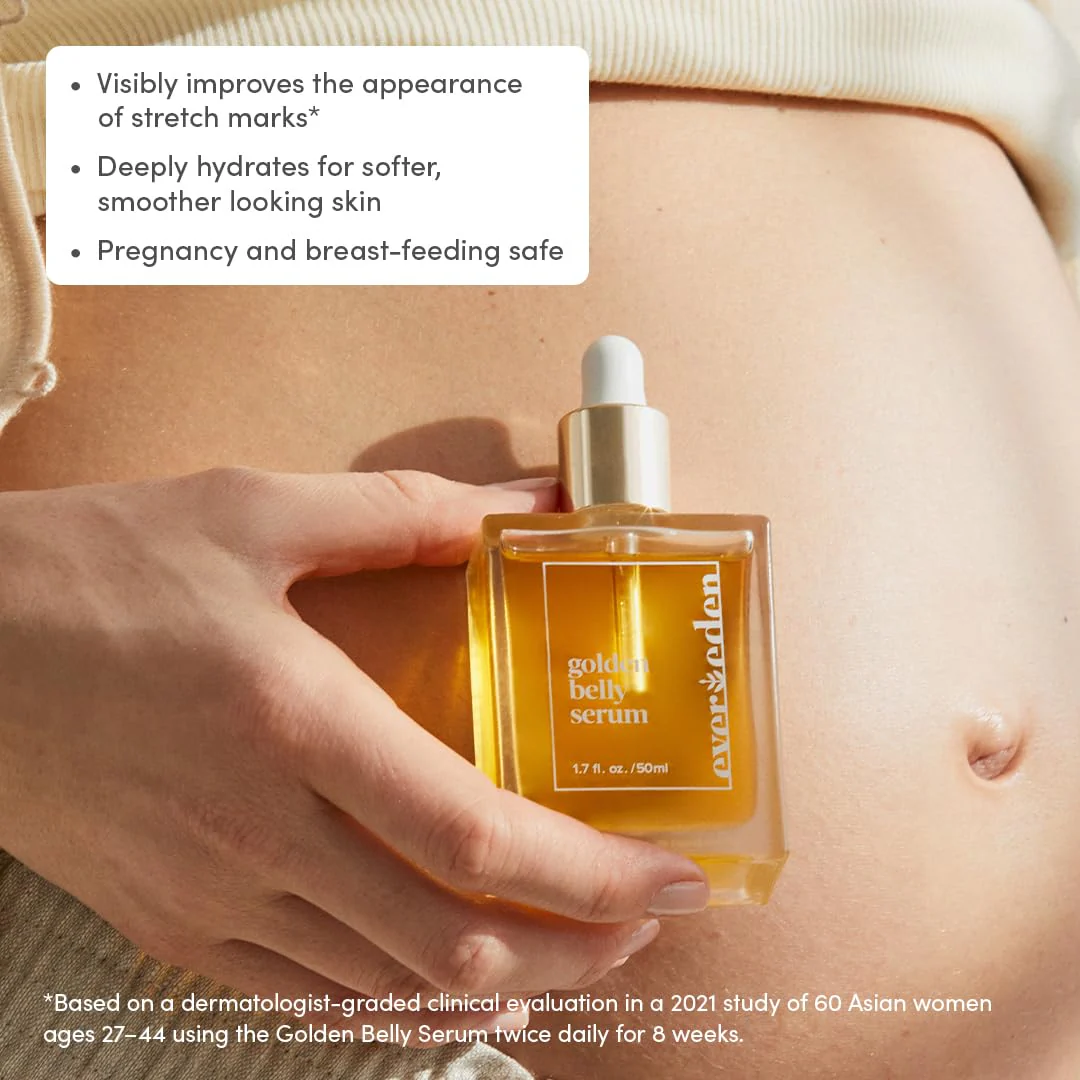 Evereden Golden Belly Serum, 1.7 fl oz. | Clean & Vegan Women's Belly Oil for Pregnancy and Postpartum | Clean Maternity Skincare | Non-Toxic Stretch Mark Oil - Image 9