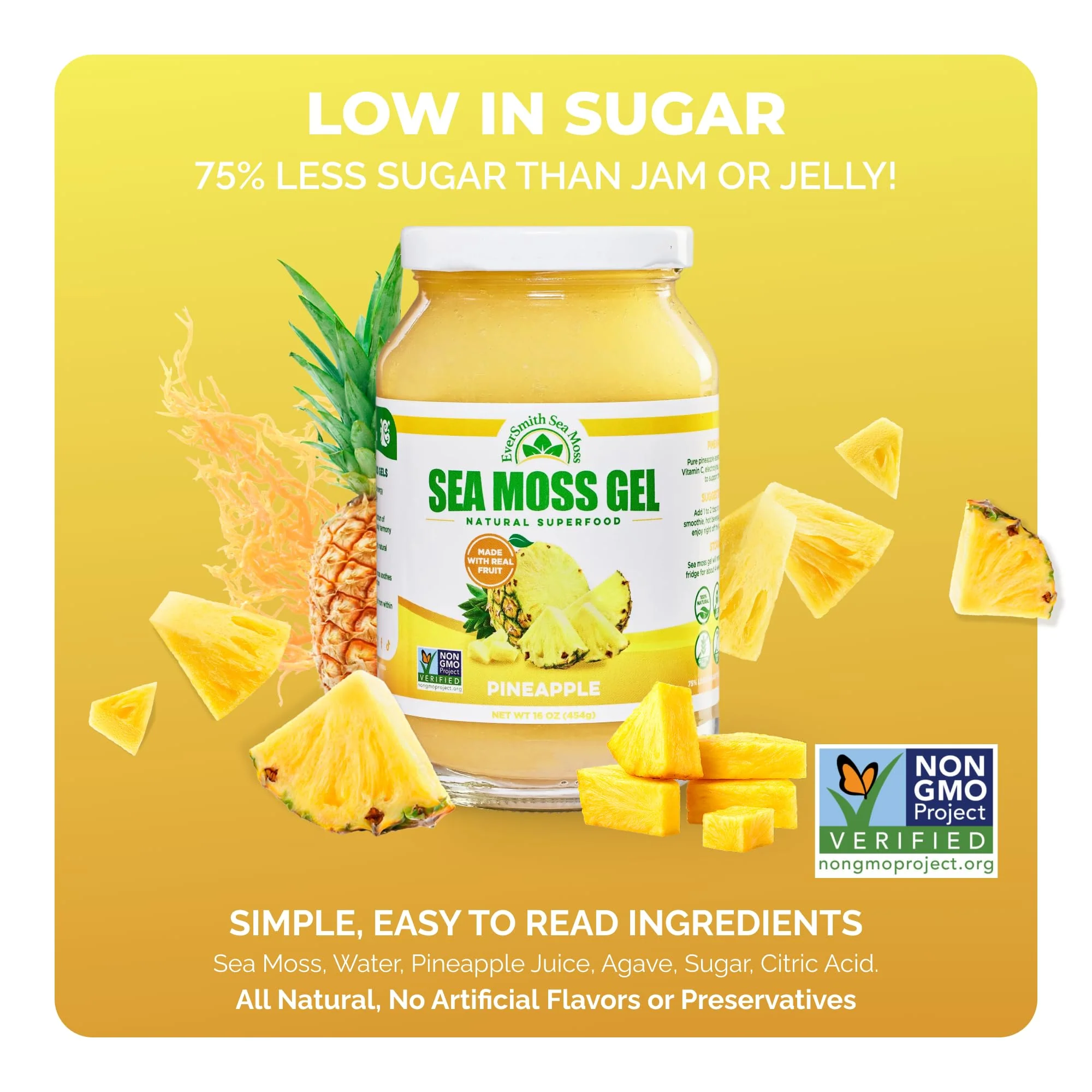 EverSmith Organics - Wildcrafted Irish Sea Moss Gel | Made in USA | Rich in Vitamins & Minerals | Sea Moss Gel Raw | Nutritional Supplement | Pineapple (16 oz) - Image 7