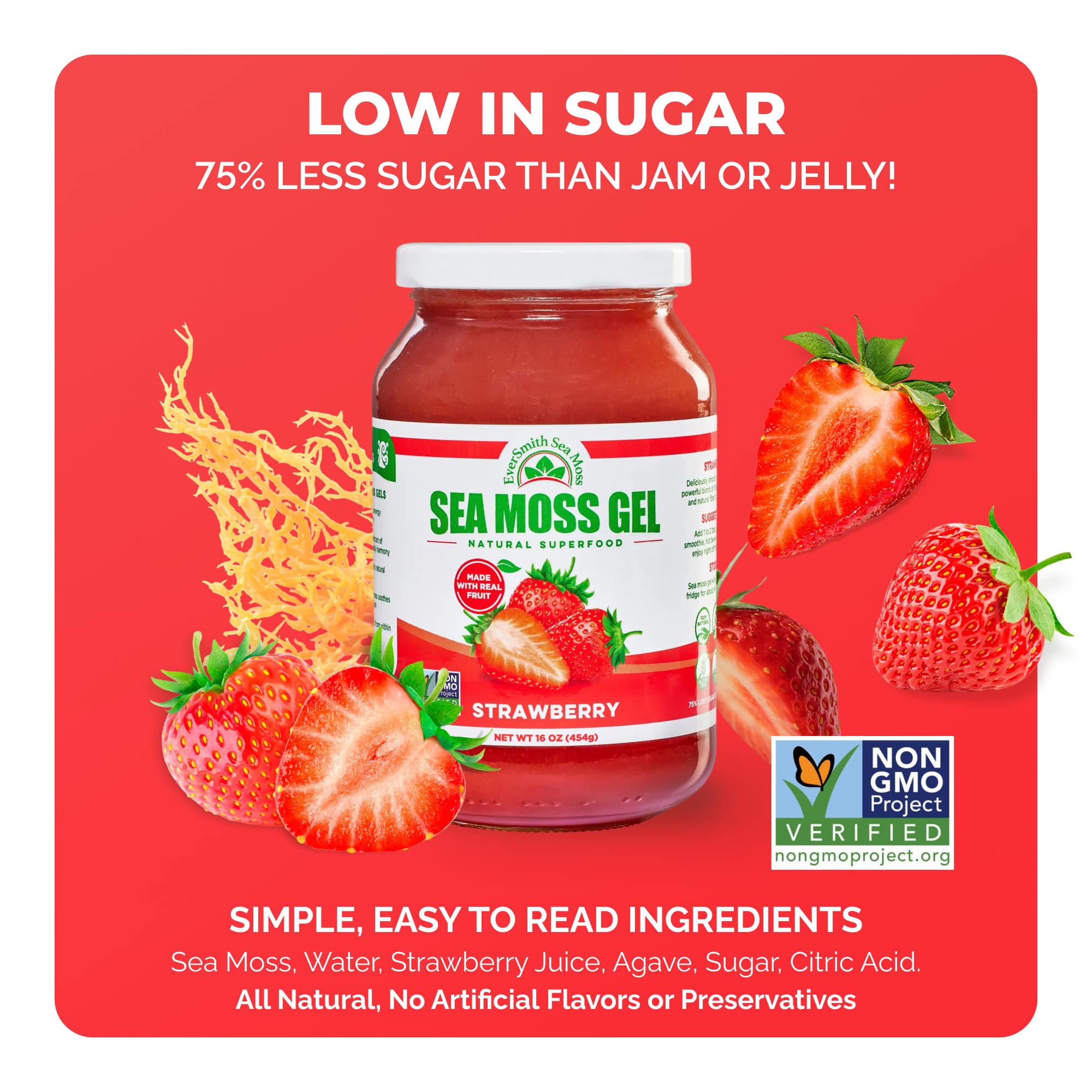 EverSmith Organics - Wildcrafted Irish Sea Moss Gel | Made in USA | Rich in Vitamins & Minerals | Sea Moss Gel Raw | Nutritional Supplement | Strawberry (16 oz) - Image 7