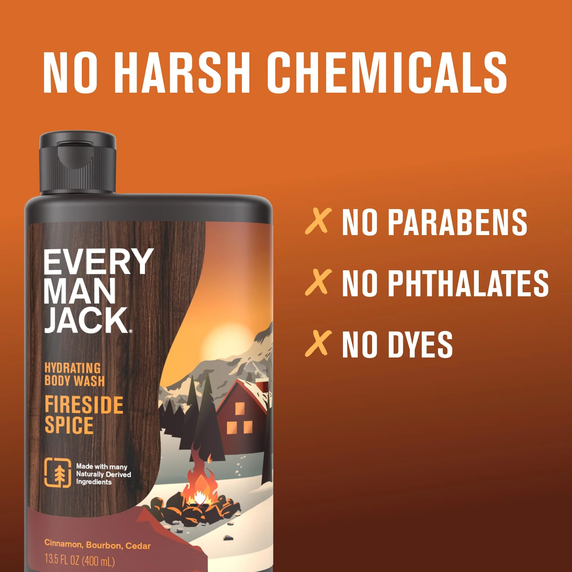 Every Man Jack Hydrating Body Wash - Fireside Spice - Deeply Clean with Glycerin + Naturally Derived Ingredients - 13.5 oz (2 Pack) - Image 4