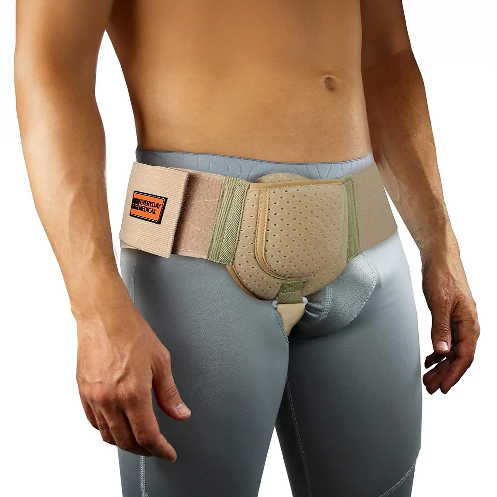 Everyday Medical Inguinal Hernia Support Belt for Men I Fits Left or Right Side I Post Surgery Men and Womens Hernia Support Truss for Inguinal, Groin Hernias I Adjustable Waist Strap I Beige | S/M - Image 2