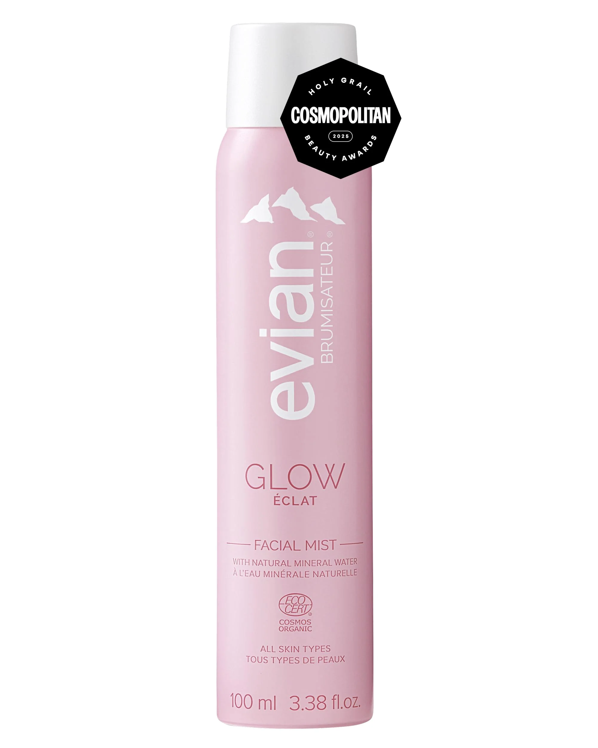 Evian Glow Facial Mist | Hydrating Mineral Water Face Spray with Aloe & White Tea | Dewy Setting Mist & Toner for Glowing Skin | Facial Spray to Refresh, Balance, & Enhance Makeup