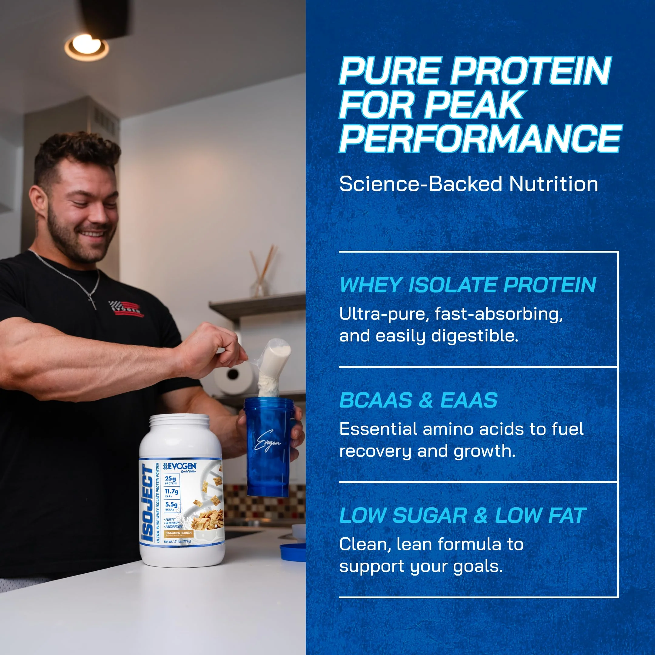 Evogen Isoject - Whey Protein Isolate | Ultra-Pure Whey Protein Powder with Ignitor Enzymes, BCAAs, and EAAs | Enhanced Absorption & Recovery | Cinnamon Crunch | 26 Servings - Image 3