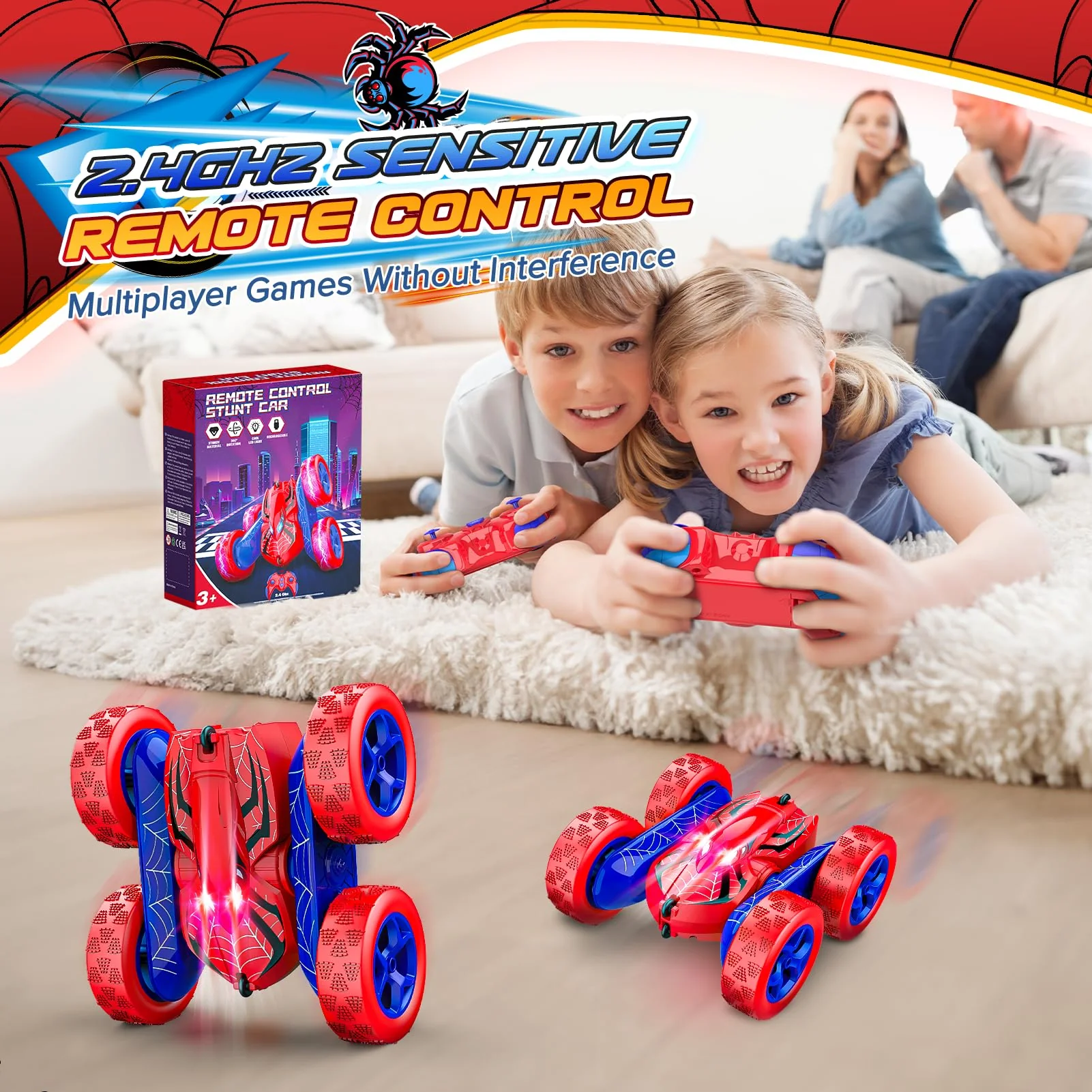 Excitobo Remote Control Car,RC Cars for 4 5 6 7 8 9 10 11 12 Year Old Boy Double Sided 360°Flip 4WD Rechargeable Drift RC Race Car Boys Toys Birthday Gifts Christmas Basket Stuffers for Kids Age 4-12 - Image 4