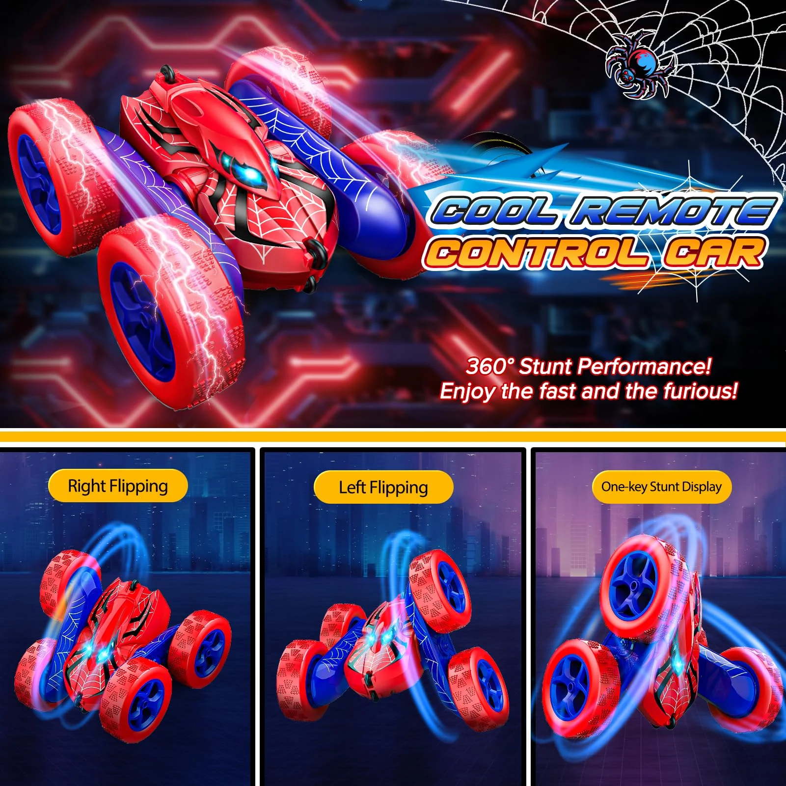 Excitobo Remote Control Car,RC Cars for 4 5 6 7 8 9 10 11 12 Year Old Boy Double Sided 360°Flip 4WD Rechargeable Drift RC Race Car Boys Toys Birthday Gifts Christmas Basket Stuffers for Kids Age 4-12 - Image 6