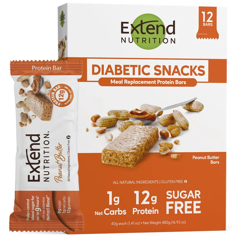 Extend Sugar Free Protein Bars, Perfect Diabetic Snacks, High Protein and Fiber, Hunger Control & Steady Energy, Low Carb, Keto Friendly (Peanut Butter) - Image 2