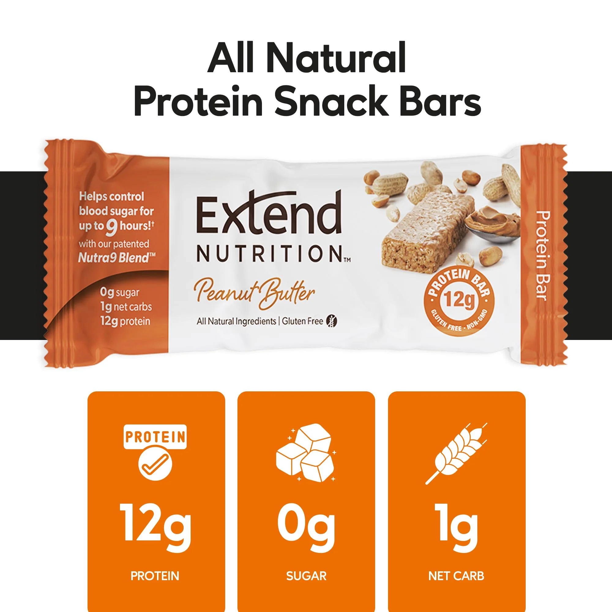 Extend Sugar Free Protein Bars, Perfect Diabetic Snacks, High Protein and Fiber, Hunger Control & Steady Energy, Low Carb, Keto Friendly (Peanut Butter) - Image 6