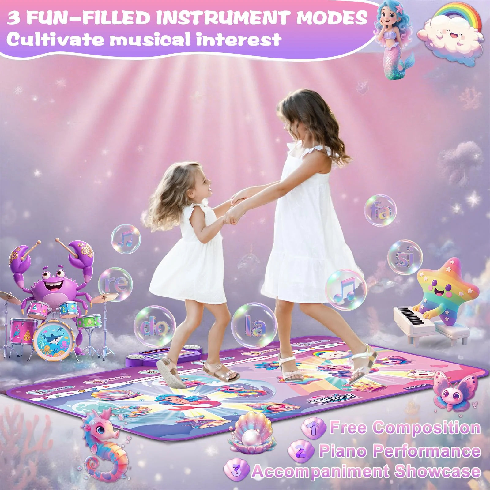 Extra Large Dance Mat for Kids, Rechargeable Electronic Dance Mats Toy with Light-up 12 for Girls, Pink Dance Pad Challenge Games Christmas Birthday Gifts Ideas for Kid Ages 3-12 - Image 6