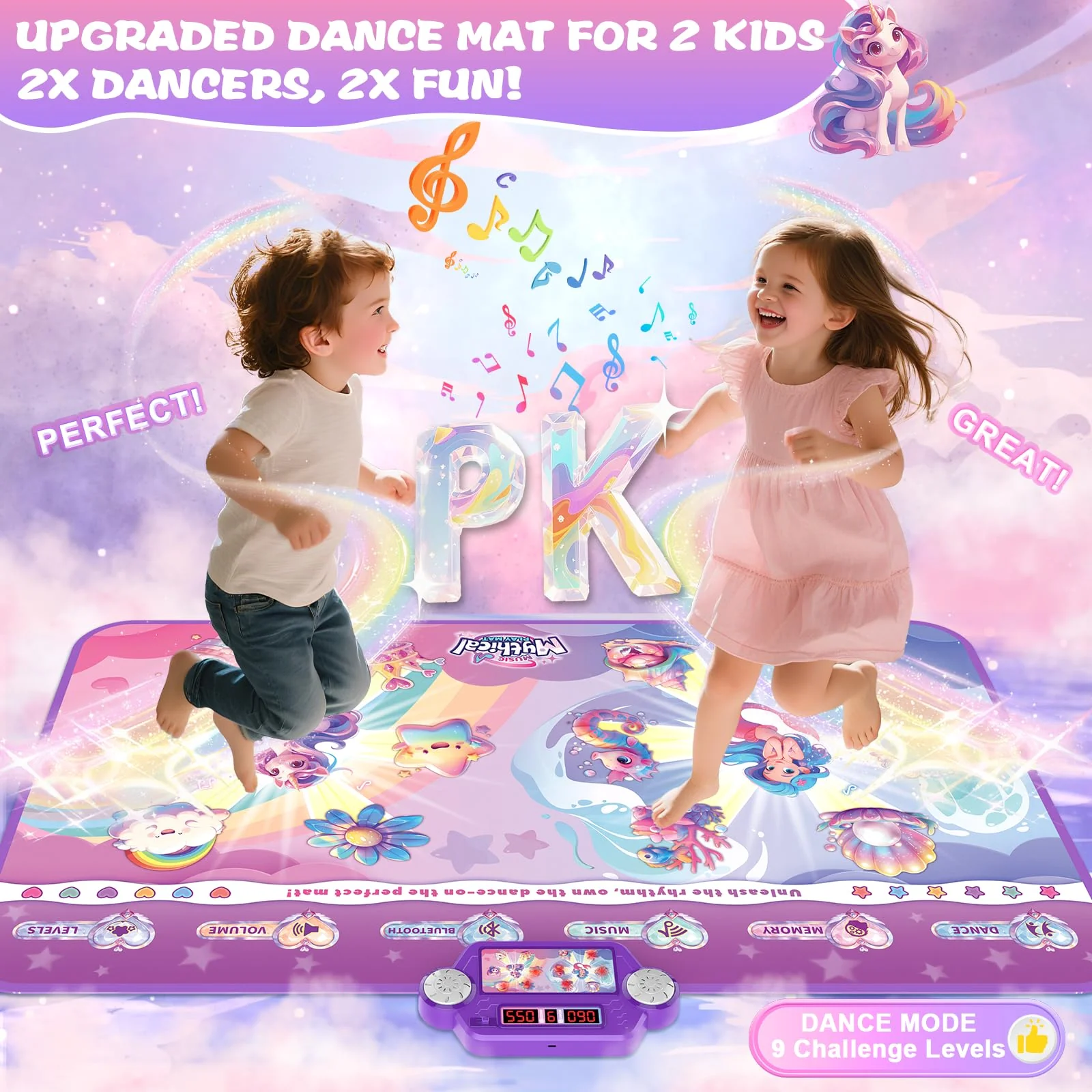 Extra Large Dance Mat for Kids, Rechargeable Electronic Dance Mats Toy with Light-up 12 for Girls, Pink Dance Pad Challenge Games Christmas Birthday Gifts Ideas for Kid Ages 3-12 - Image 7
