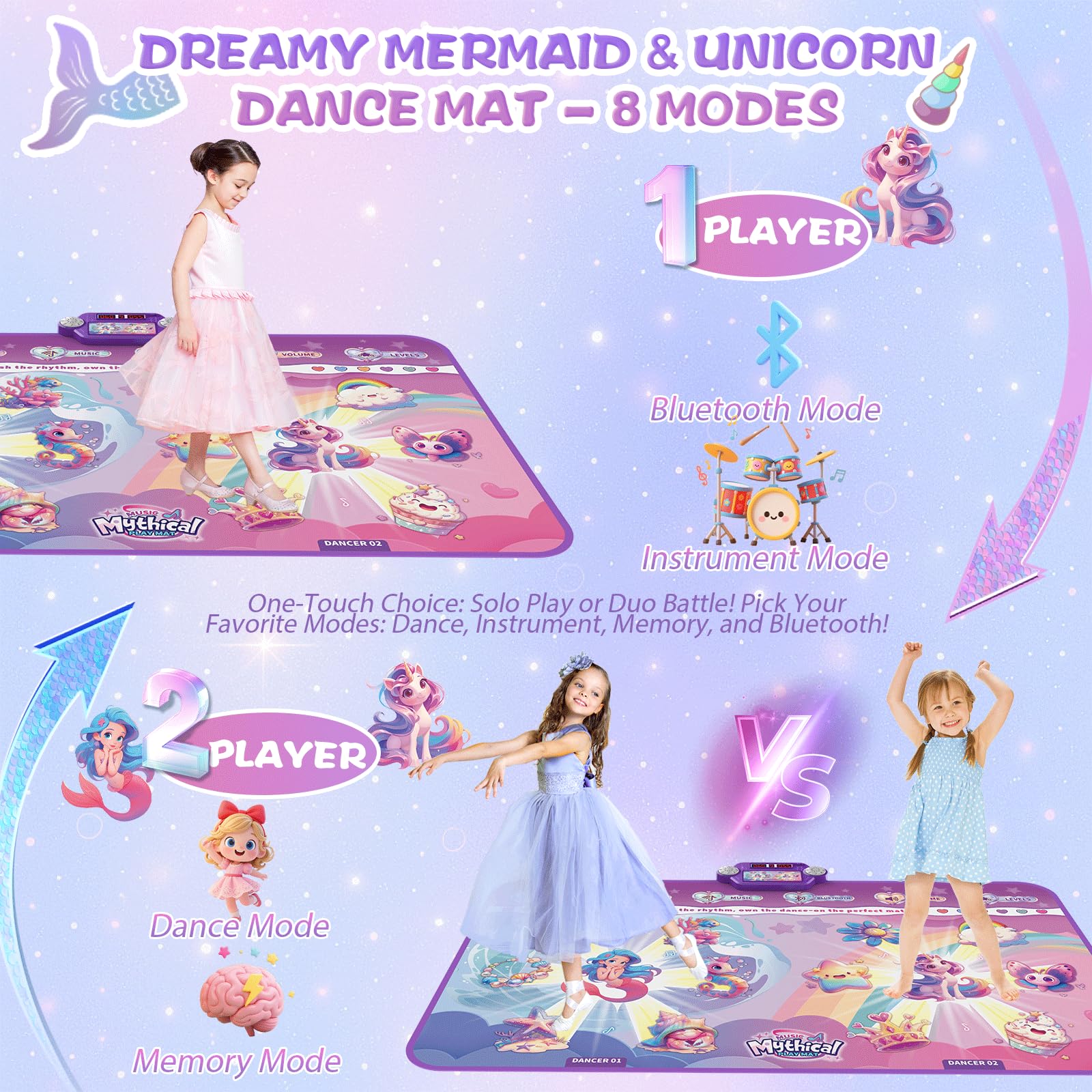 Extra Large Dance Mat for Kids, Rechargeable Electronic Dance Mats Toy with Light-up 12 for Girls, Pink Dance Pad Challenge Games Christmas Birthday Gifts Ideas for Kid Ages 3-12 - Image 8
