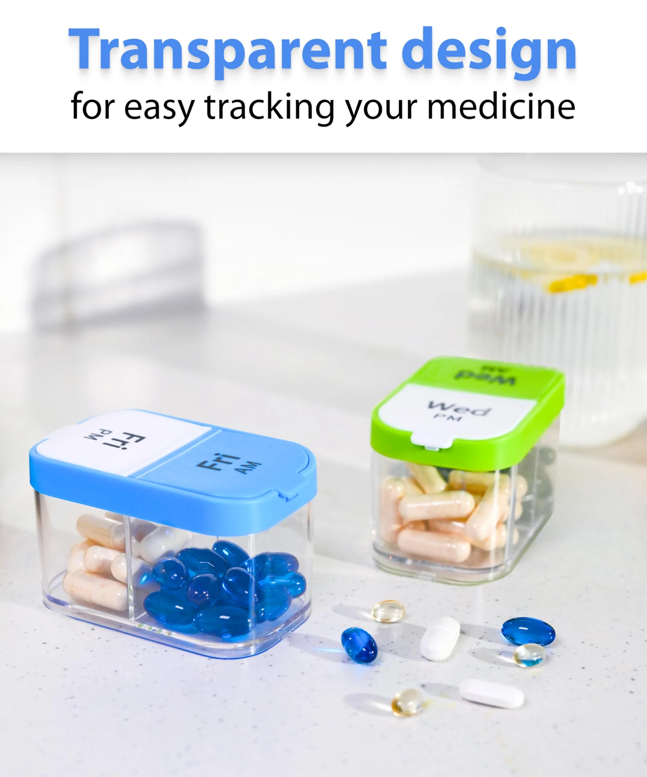 Extra Large Weekly Pill Organizer - XL Vitamin Holder with 7 Detachable AM PM Compartments - Portable Medicine Dispenser for Home and Travel, Big Supplement Container for Weekly or Daily Use, Rainbow - Image 3