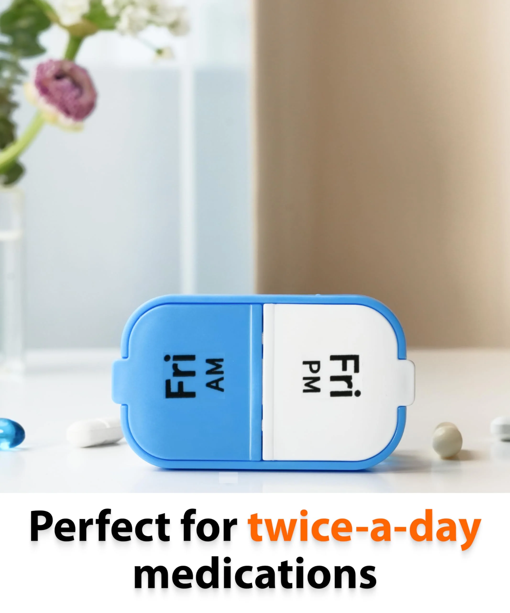 Extra Large Weekly Pill Organizer - XL Vitamin Holder with 7 Detachable AM PM Compartments - Portable Medicine Dispenser for Home and Travel, Big Supplement Container for Weekly or Daily Use, Rainbow - Image 5