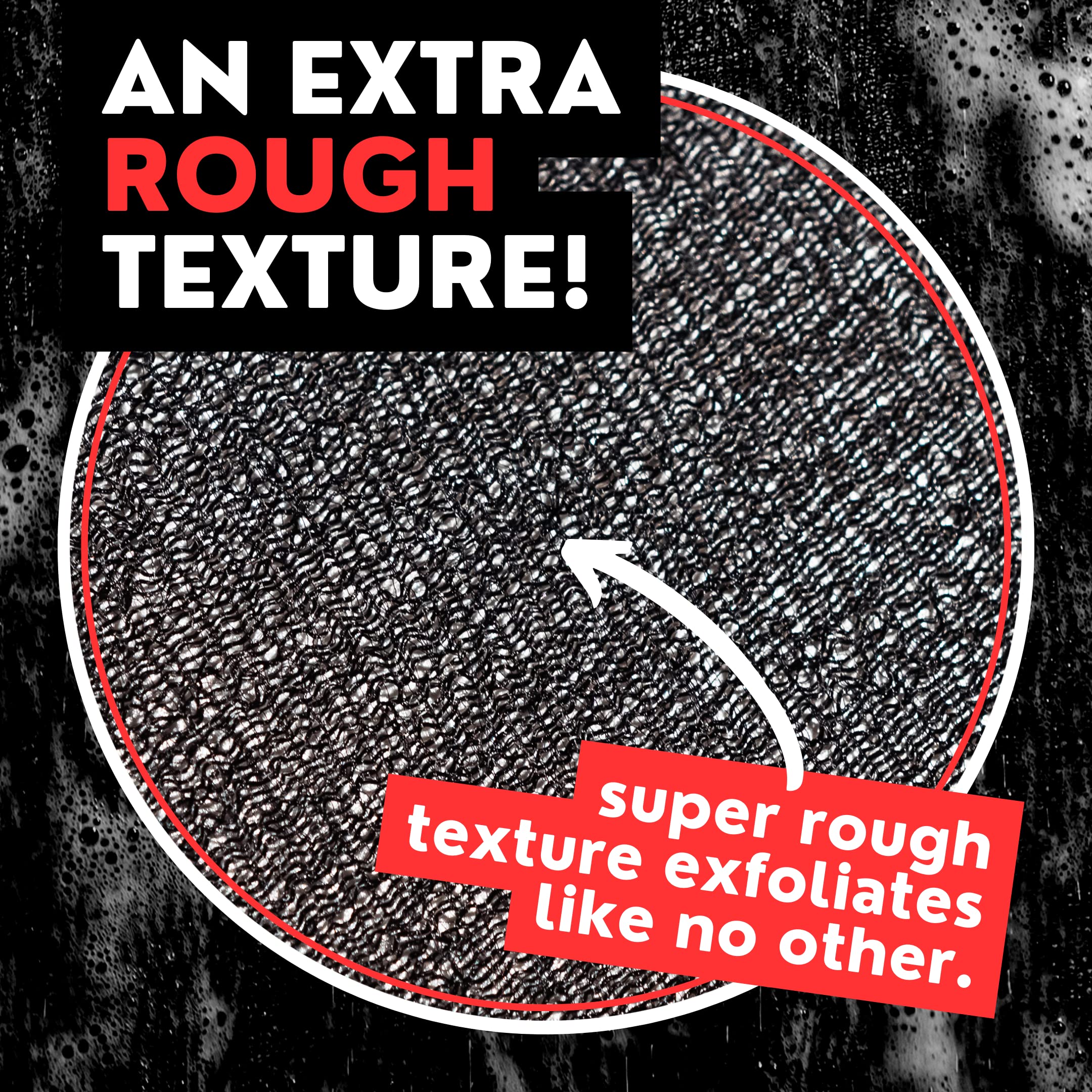 Extra Rough Exfoliating Washcloth - Extreme Body & Back Scrubber for Shower, Hygienic, Long 1 Black & 1 Grey, Men or Women, 2 Count Pack - Image 8