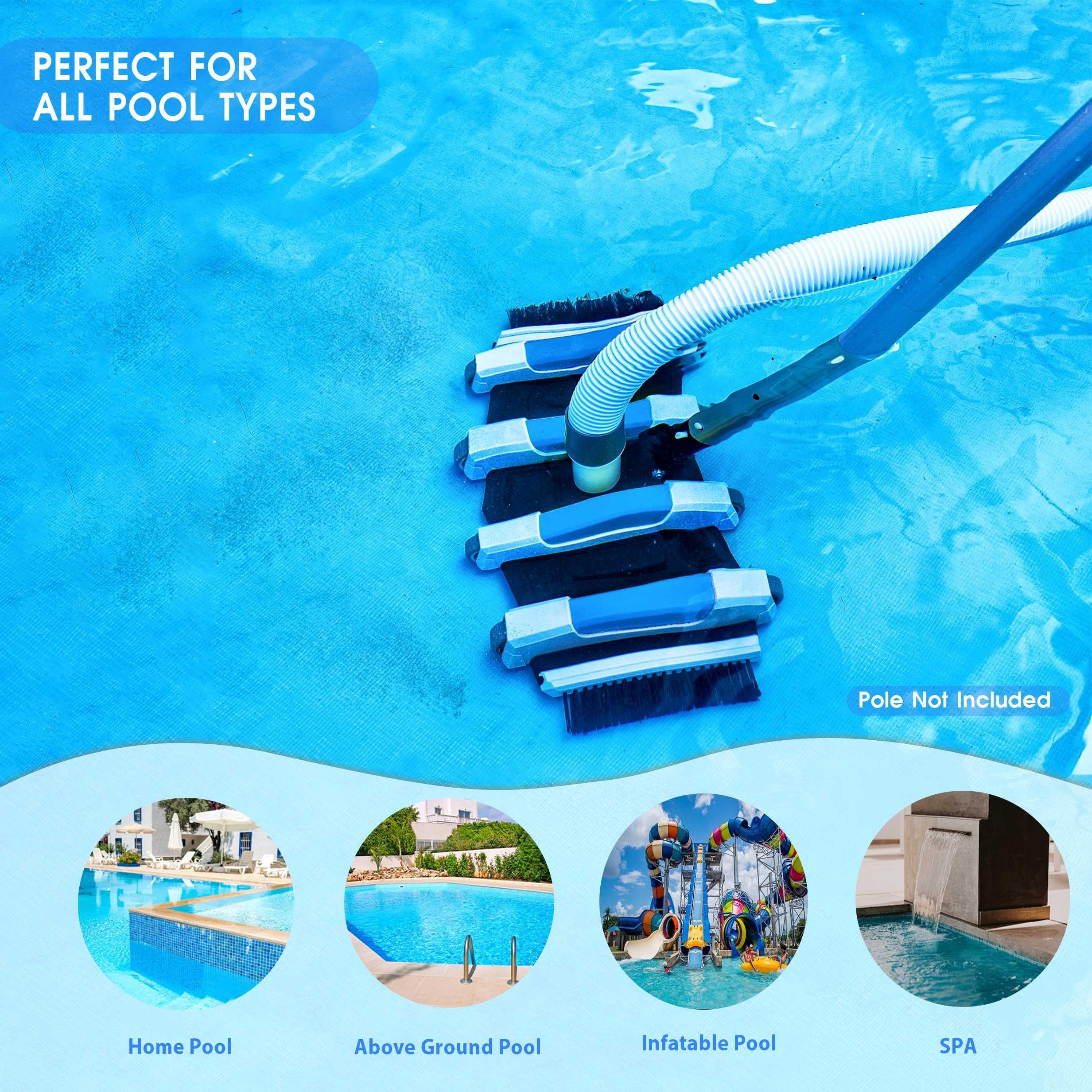 Extra-Wide 4LB Professional Weighted Vacuum Heads- Commercial-Grade Pool Vac Head with Direction-Control Handle,Brush & Wheels for Vinyl Liner-Deep Cleaning Inground & Above Ground Swimming Pool -Blue - Image 3