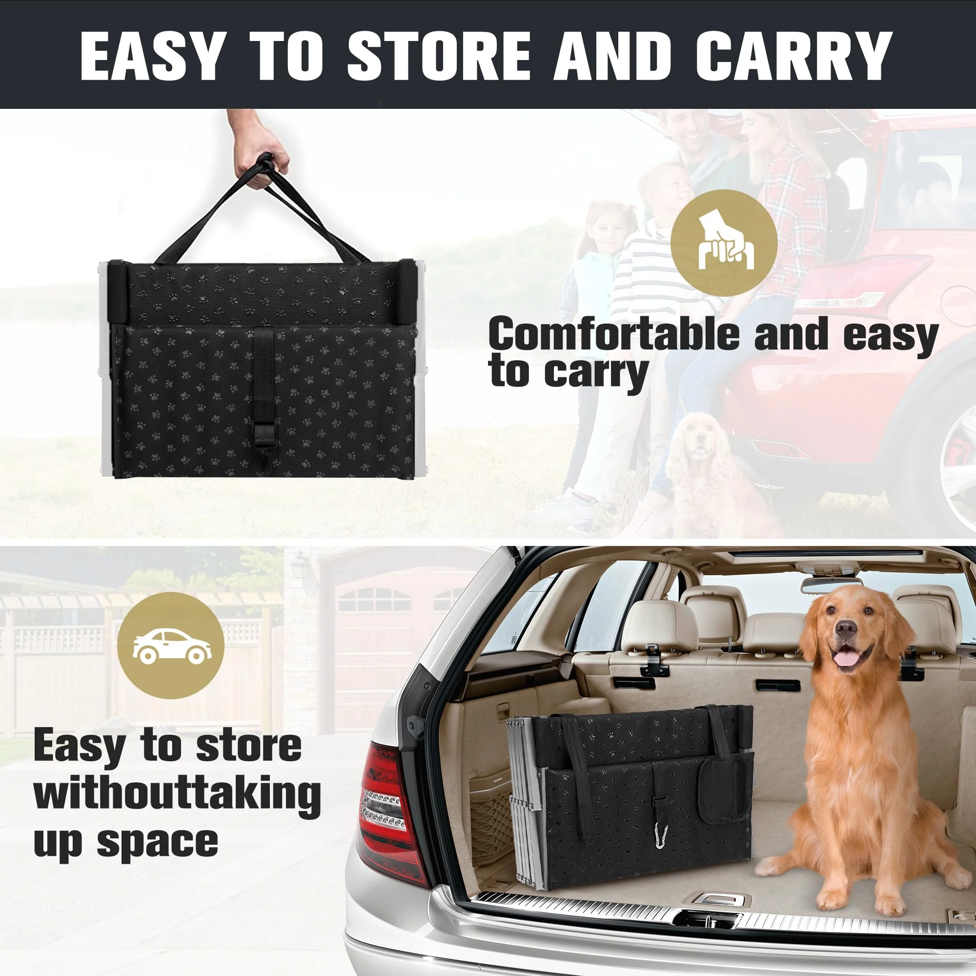 Extra Wide Stairs for Car - Foldable Dog Ramps for Large Dogs With Non-Slip Surface, Portable Steps for Cars, SUV, Truck, Support Up to 250 Lbs - Image 5