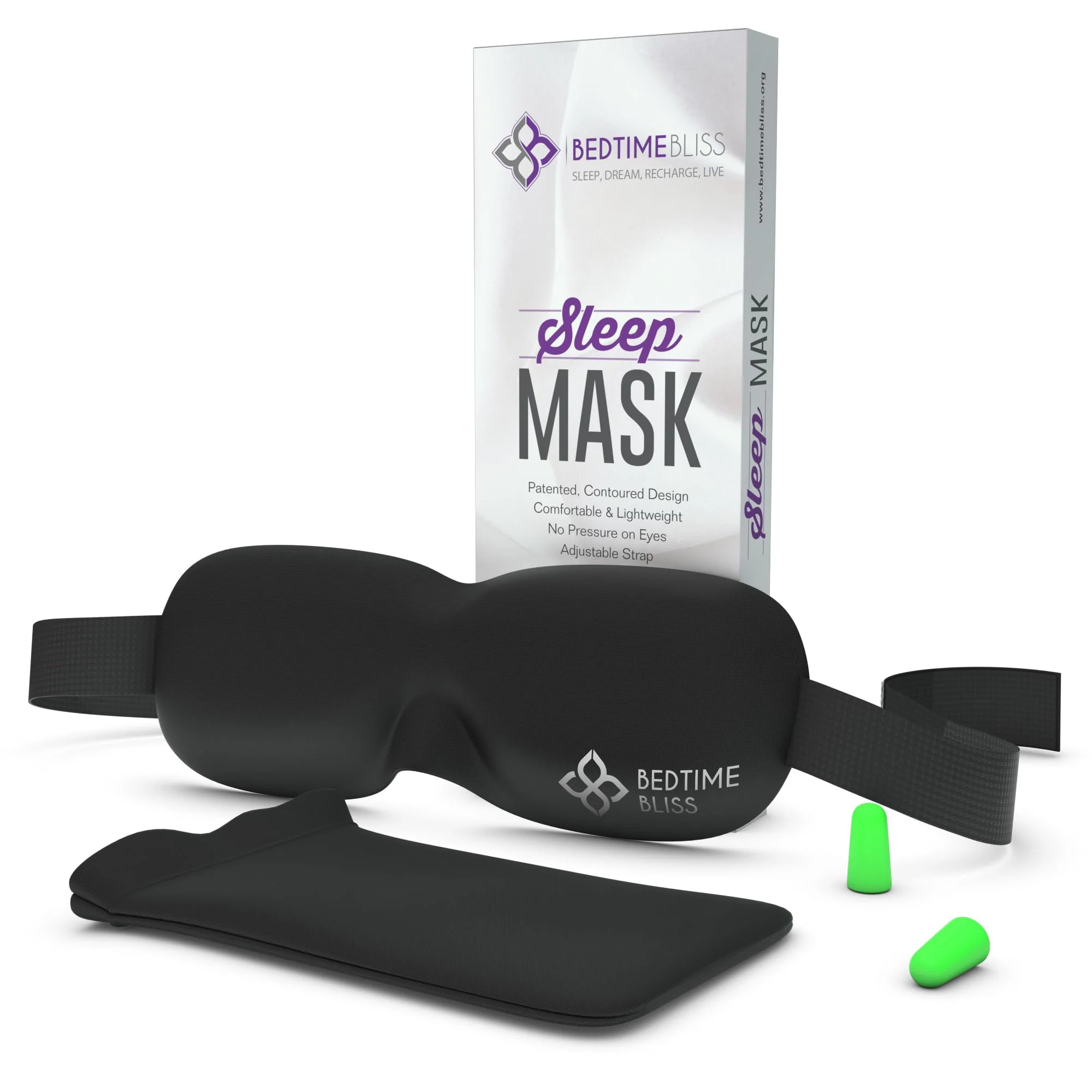 Eye Mask for Sleeping | Sleep Mask Men/Women Better Than Silk Our Luxury Blackout Contoured Eye Masks are Comfortable - This Sleeping mask Set Includes Carry Pouch and Ear Plugs (Lavender)