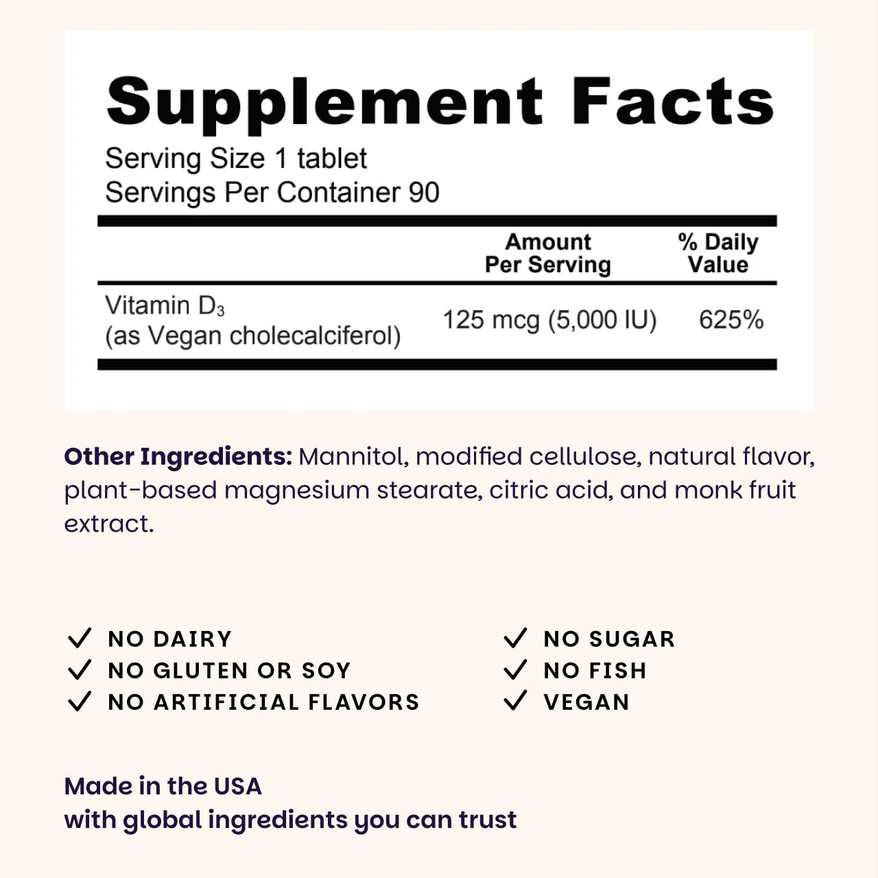 EZ Melts Dissolvable Vitamin D3 5,000 IU - Vegan Vitamin D Supplement for Bone & Teeth Support - No Artificial Flavors - Plant-Based & Non-GMO - Green Apple - 90 Dissolvable Tablets (90 Servings) - Image 3