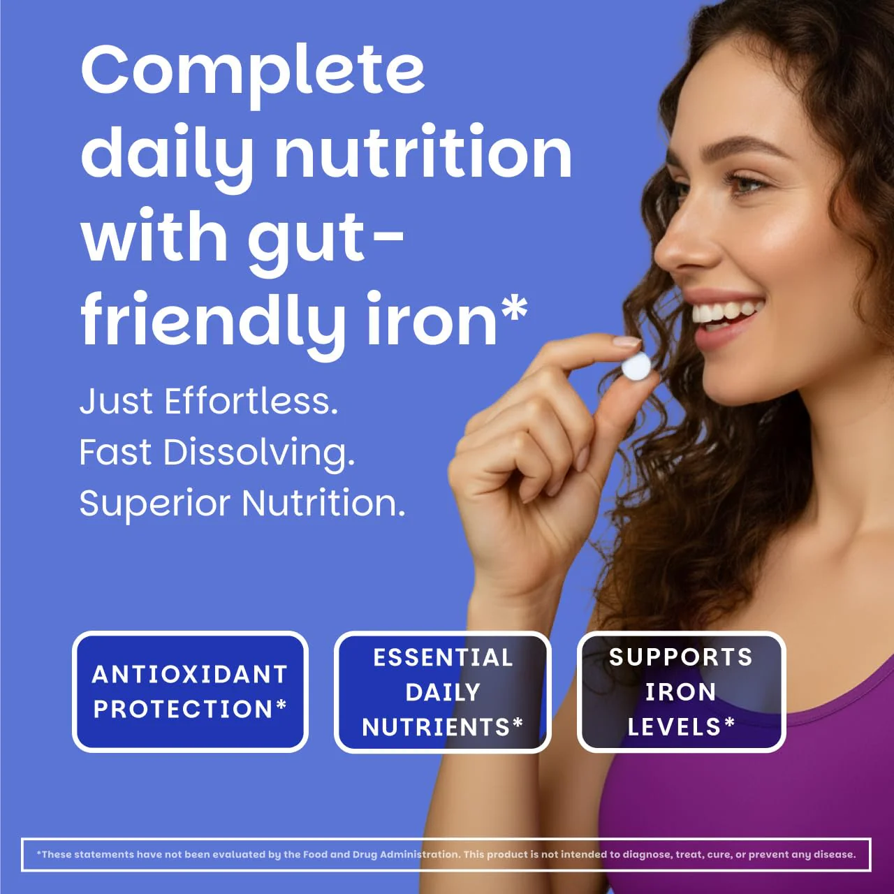 EZ Melts Multivitamin + Iron - Daily Multivitamin for Women & Men - Supports Healthy Energy Levels & Antioxidant Protection - Non-GMO & Vegan - Tropical Cherry - 120 Dissolvable Tablets (60 Servings) - Image 3