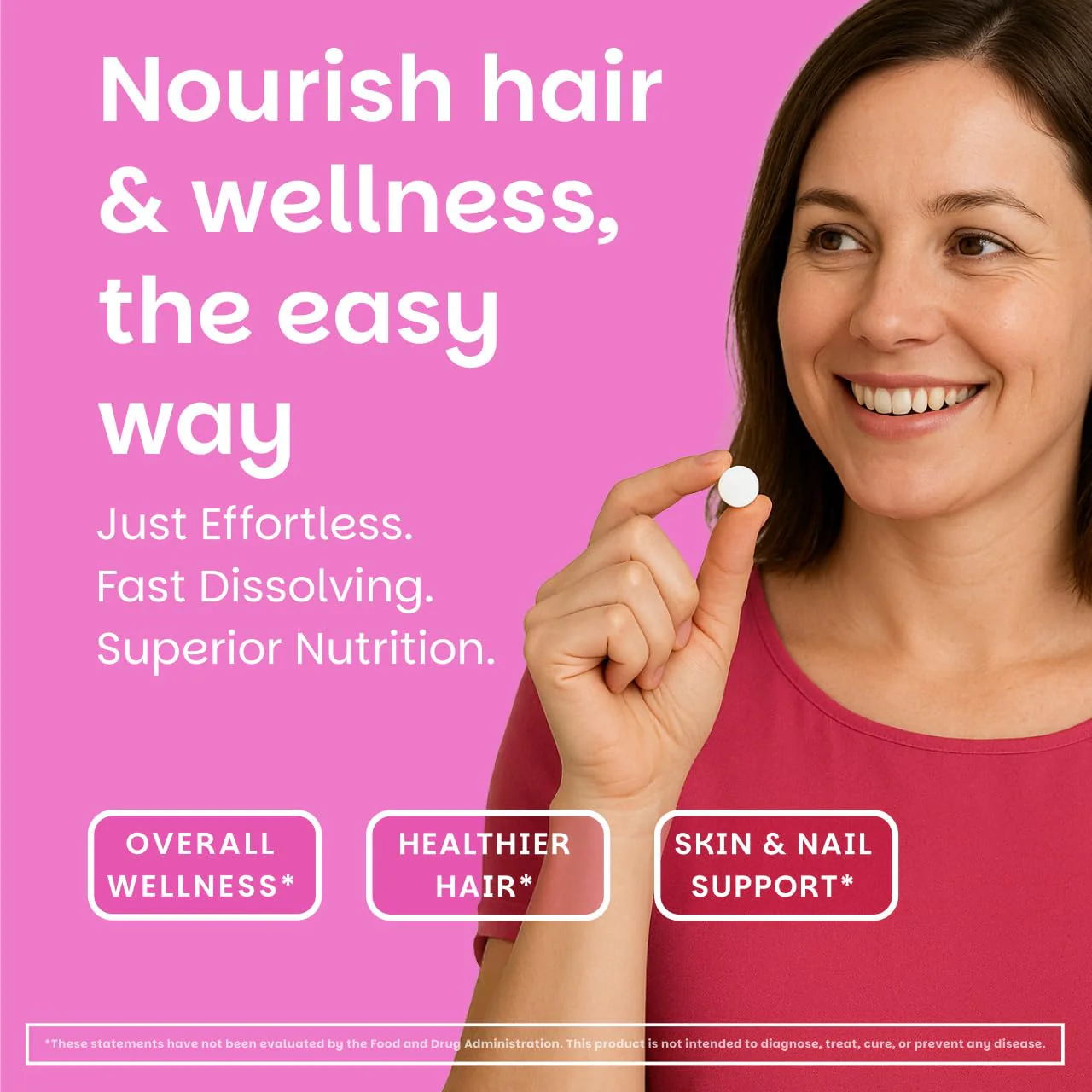 EZ Melts Women's Multi + Hair Growth - Daily Multivitamin for Women - Supports Healthy Energy Levels & Reduced Hair Shedding - Non-GMO & Vegan - Peach - 60 Dissolvable Tablets (30 Servings) - Image 3