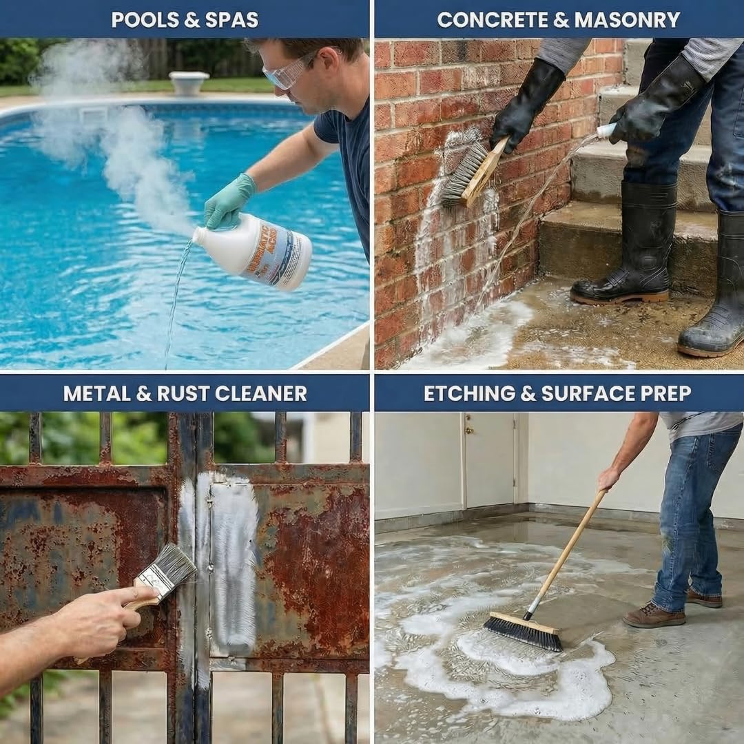 EZ Pools Muriatic Acid for Swimming Pools & Spas – Pack of 4 Gallons, Lowers pH, Muriatic Acid for Pools (HCL), pH Reducer for Water Balancing - Image 3