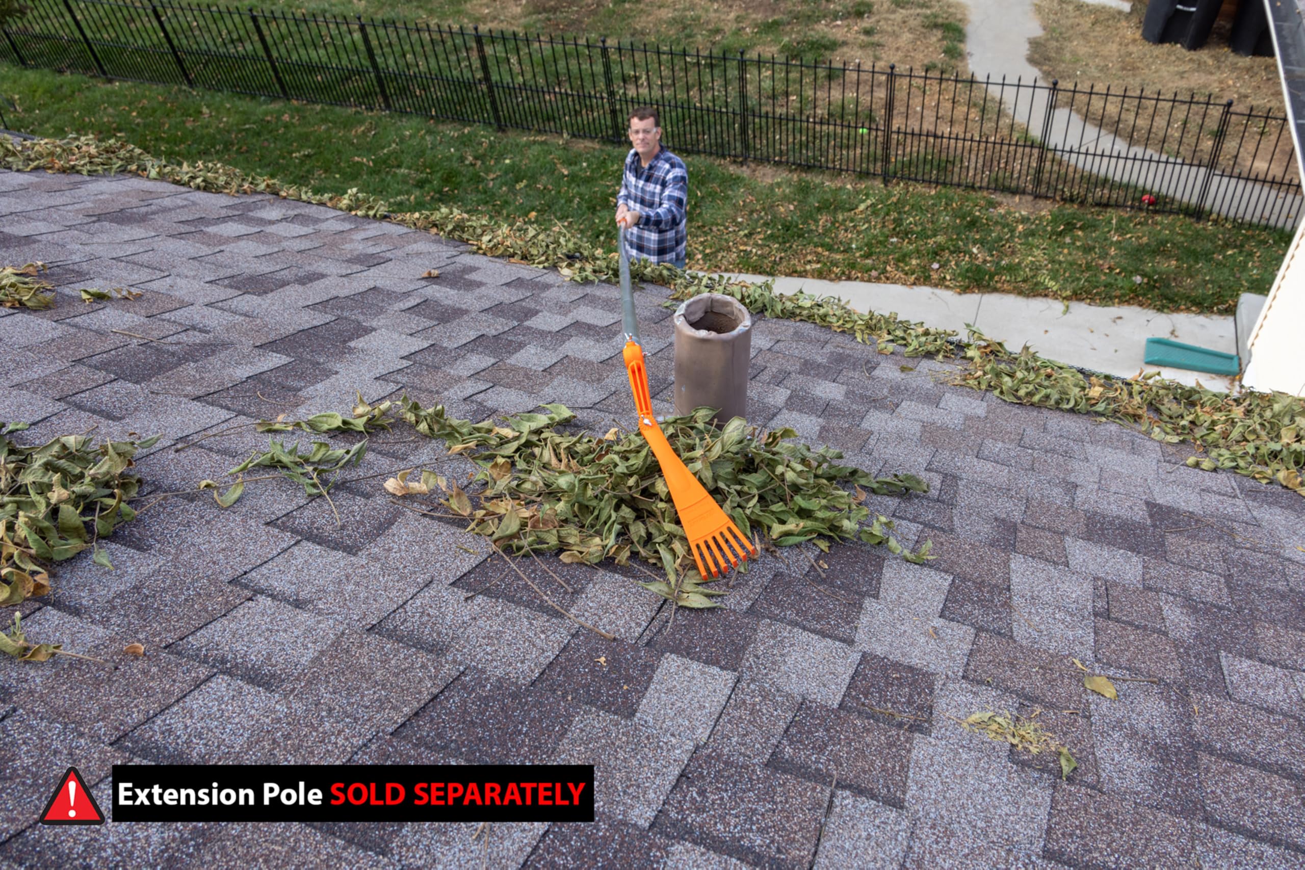 EZ Smart Mini Rake Head – Gutter Rake Tool for Removing Leaves & Debris from Roofs, Gutters & Hard-to-Reach Areas – Fits Standard Acme Thread & Recommended EZ Smart Pole (Not Included) - Image 5
