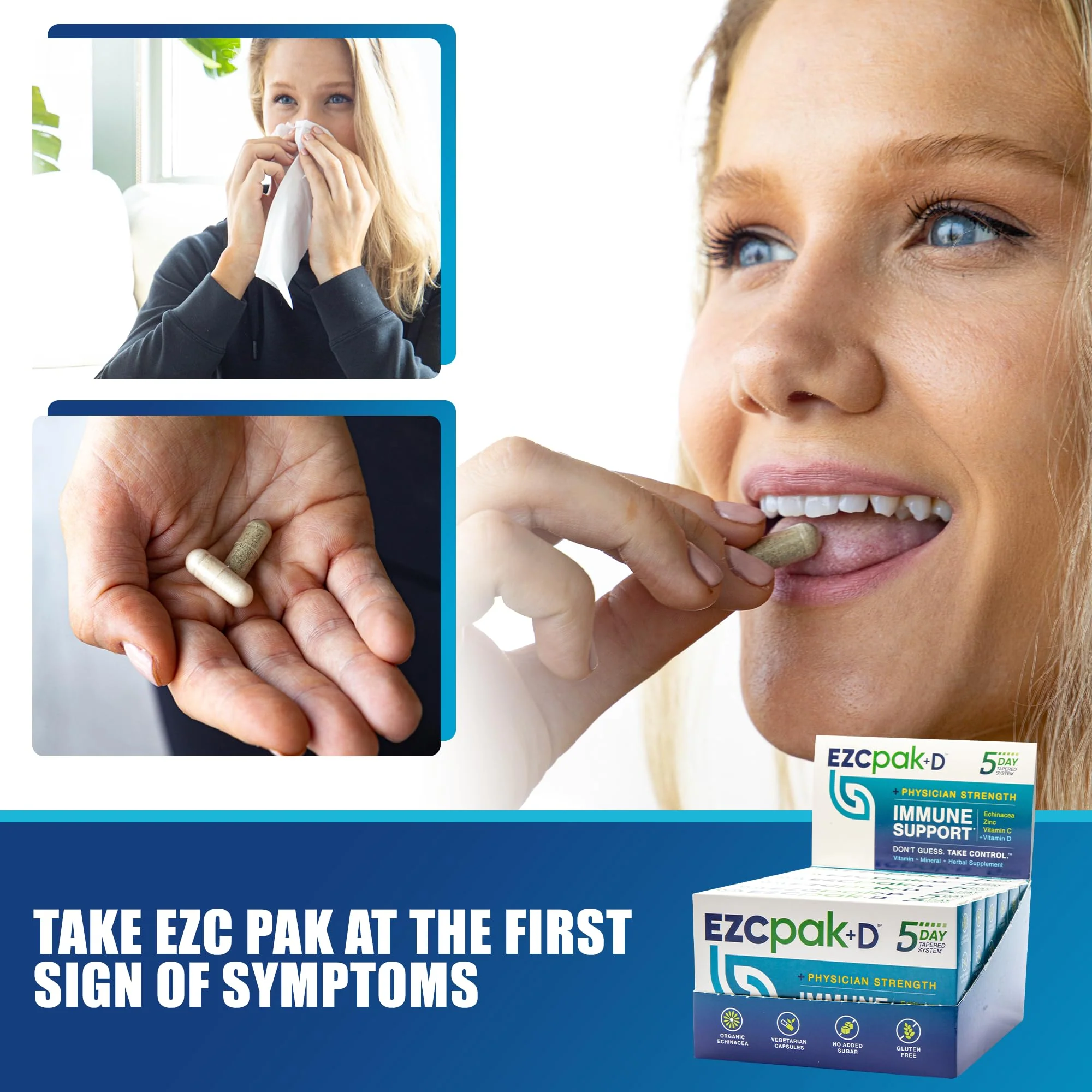 EZC Pak 5-Day Immune System Booster with Echinacea, Vitamin C, Zinc & Vitamin D - Tapered Immune Support Supplement for Adults - Supports Immunity, Easy Travel-Size Supplement Pack - (Pack of 6) - Image 4
