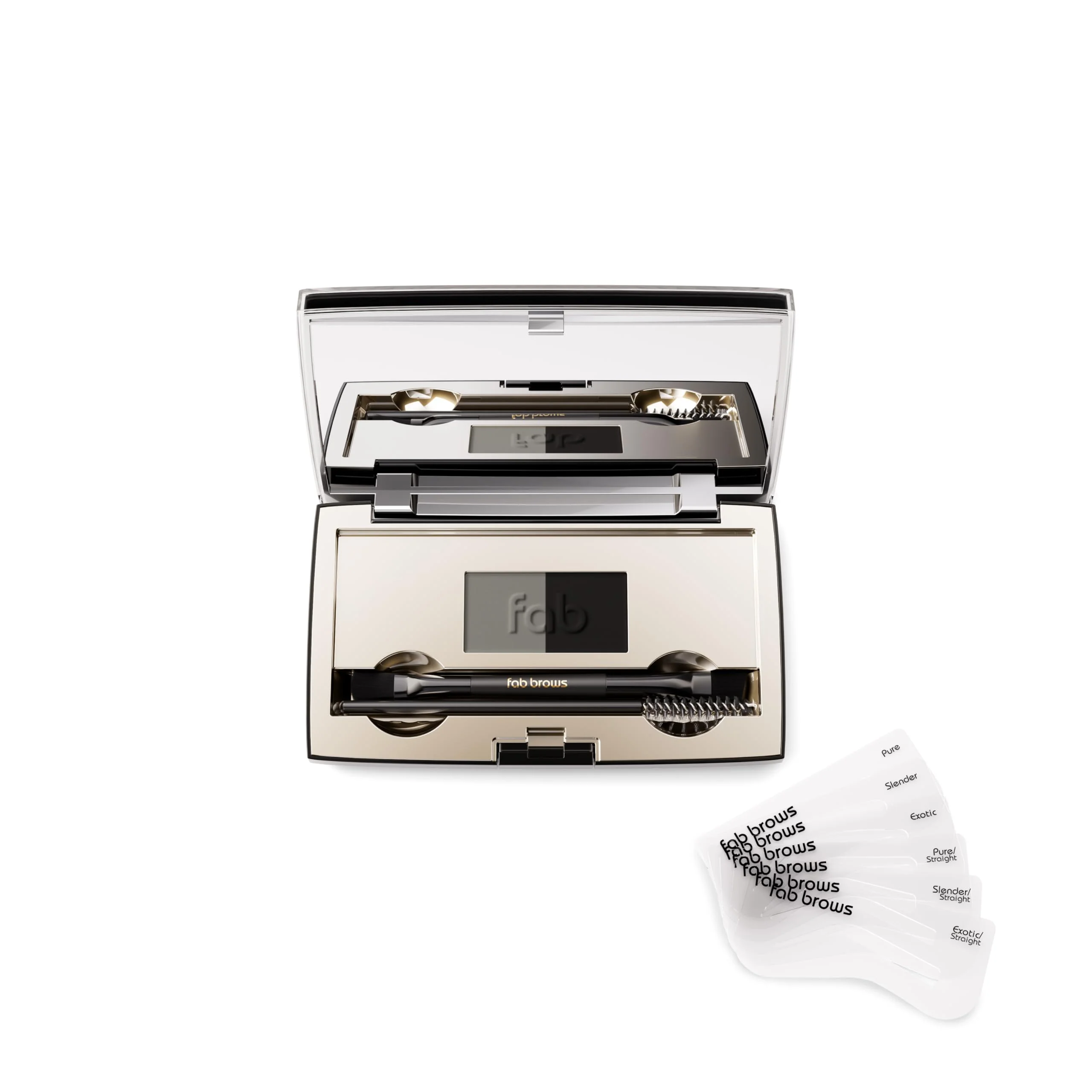 Fab Brows Duo Eyebrow Kit, Ultimate Brow Stencil Kit with Compact Powder Mirror and Eyebrow Shaper, Waterproof Eyebrow Makeup Kit Contour Palette, Eyebrow Cosmetics, (Slate/Black) - Image 2