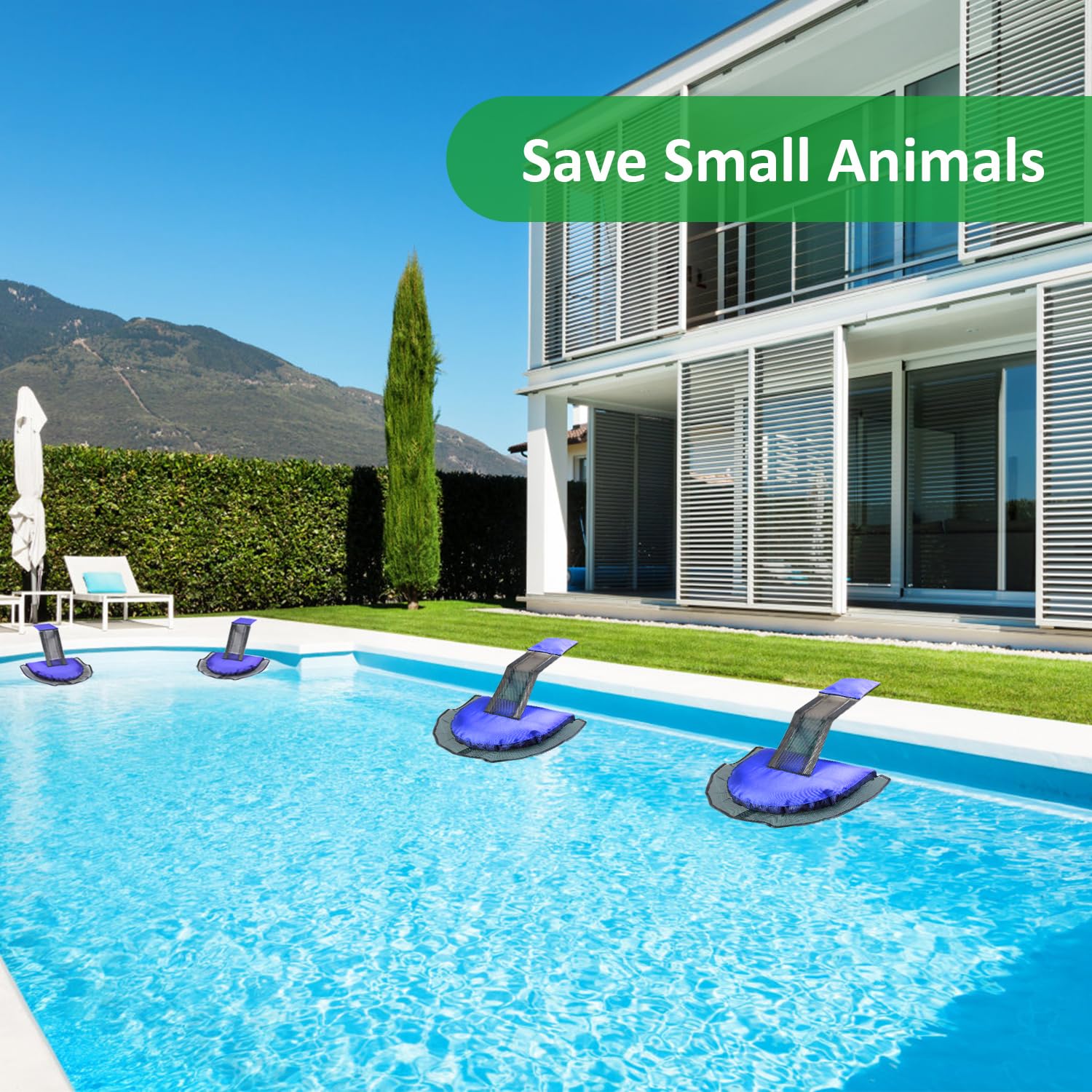 Fabflame 2 Pack Animal Saving Escape Ramp for Pools and Spas, Frog and Animals Saver for the Pool, Critter Escape Device for Small Animals Entering the Pool, Floating Ramp Rescues (2, Dark Blue) - Image 3