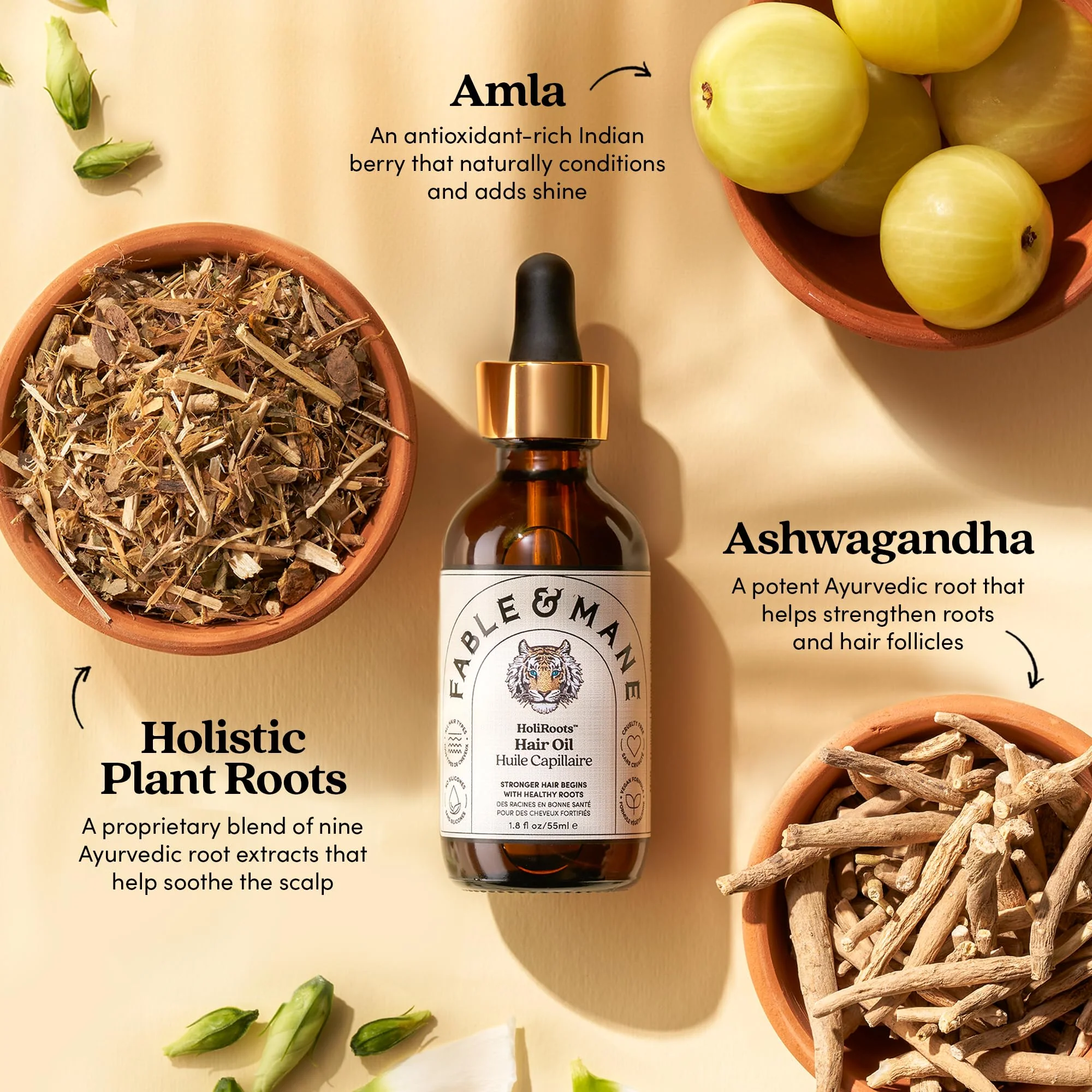 Fable and Mane Hair Oil - HoliRoots Strengthening Serum for Damaged, Frizzy Hair with Amla, Castor Oil for Hair Health - 3.4FL oz - Image 7