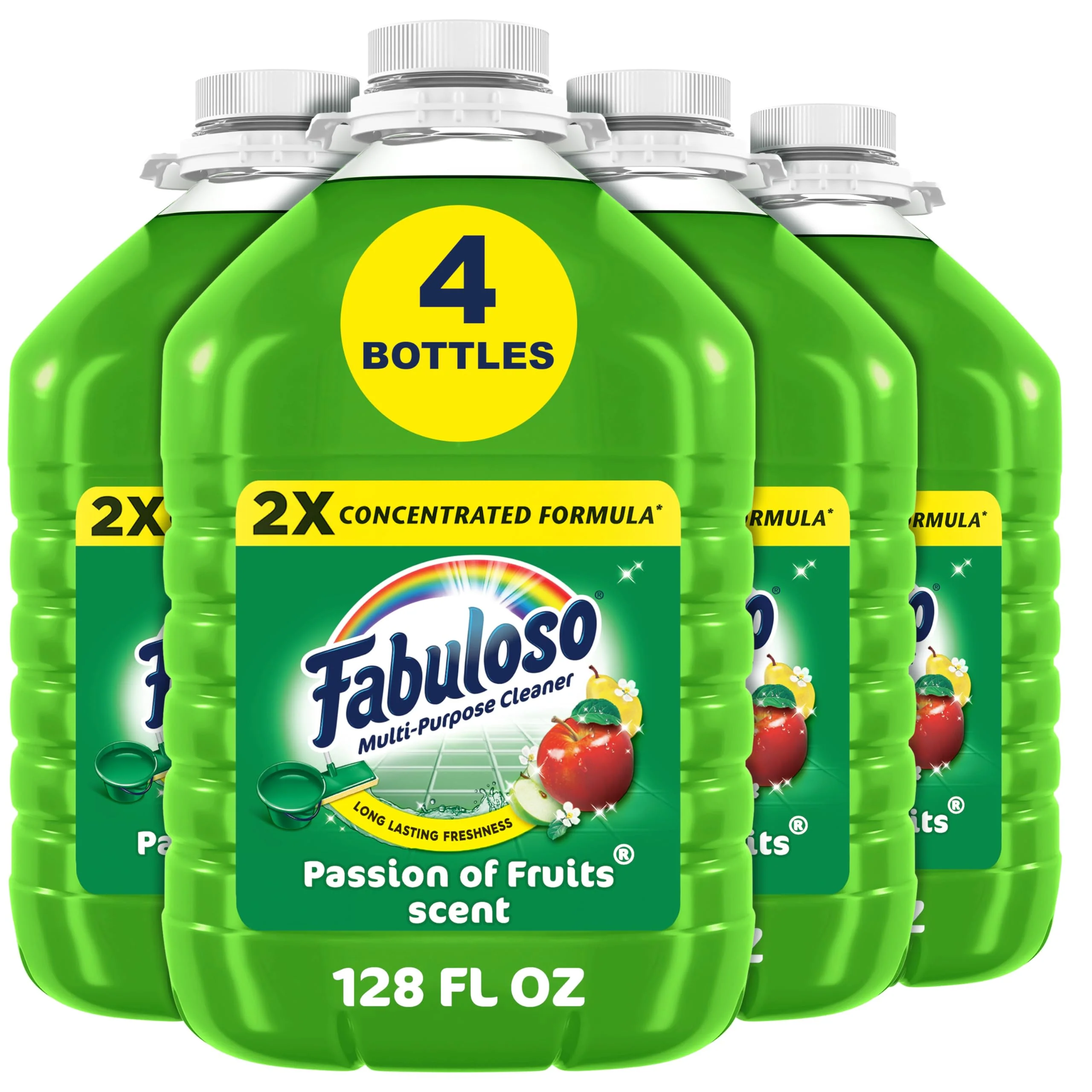 Fabuloso 2X Multi-Purpose Cleaner, No Rinse Floor Cleaner, Long-Lasting Freshness, Passion of Fruits Scent, 128 fl oz