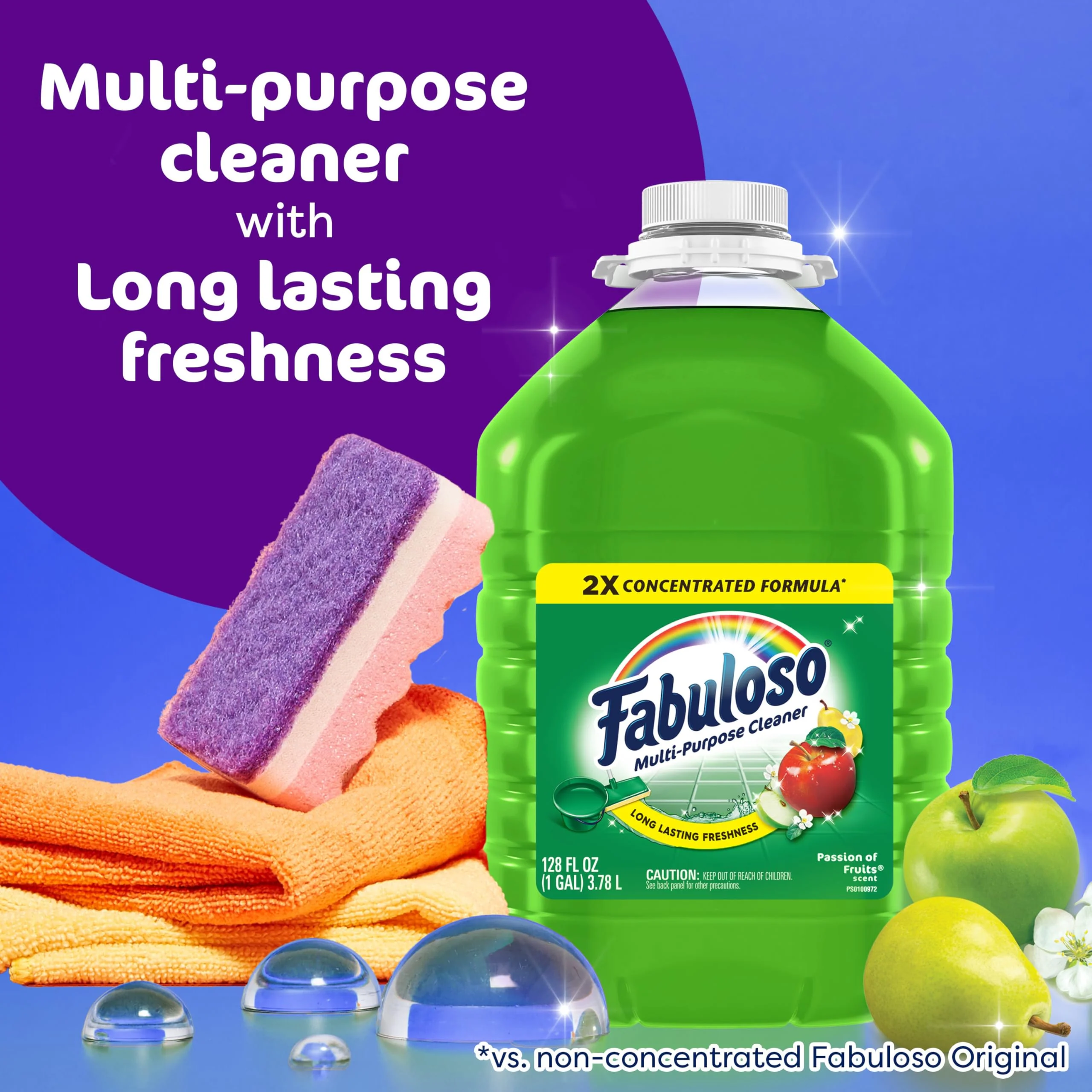 Fabuloso 2X Multi-Purpose Cleaner, No Rinse Floor Cleaner, Long-Lasting Freshness, Passion of Fruits Scent, 128 fl oz - Image 8
