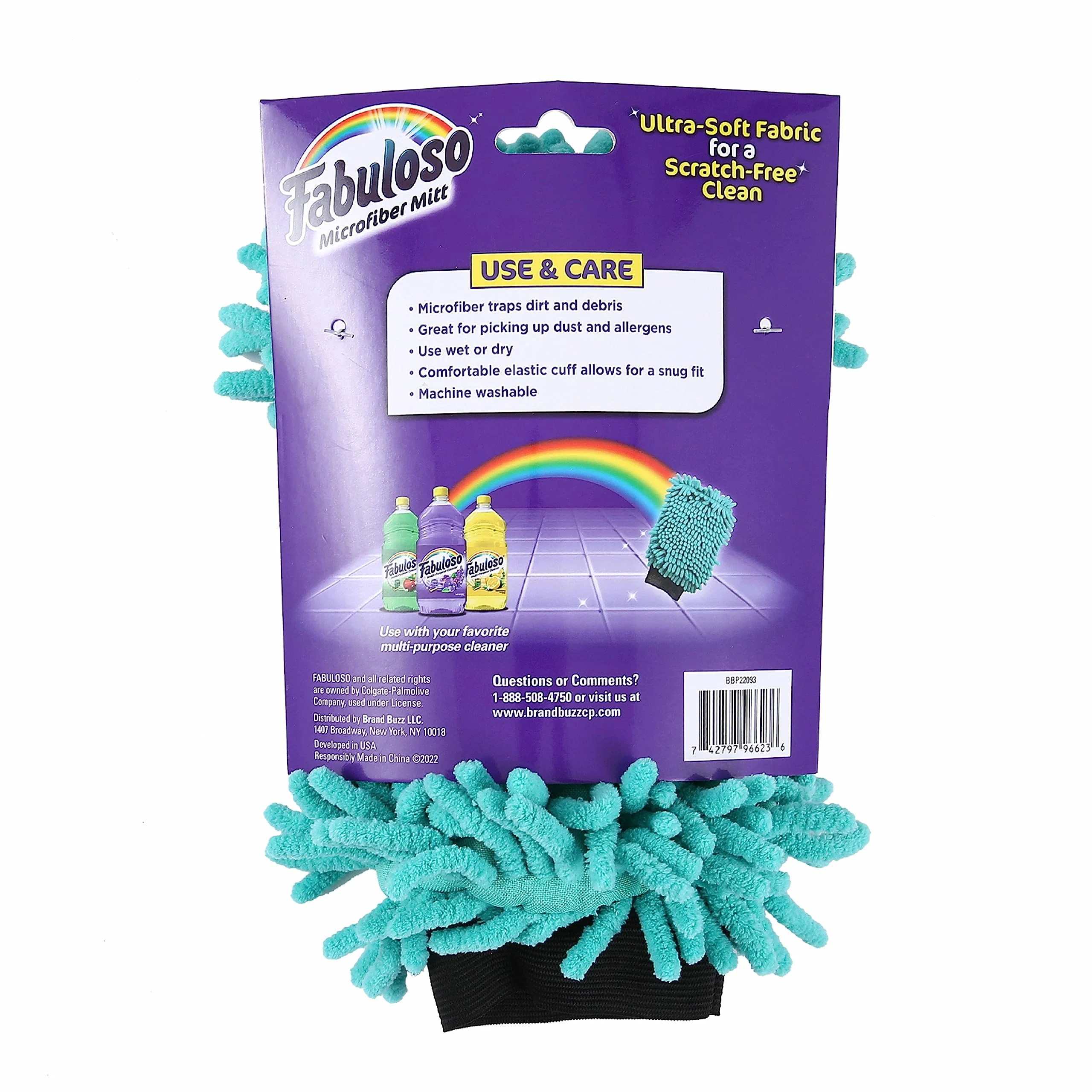Fabuloso Microfiber Cleaning Mitt Glove, Lint-Free Scratch-Free Dusting and Washing for Furniture, Blinds, Baseboards, Shelves and Car Interior, One Size Fits All, Teal, 3-Pack - Image 3