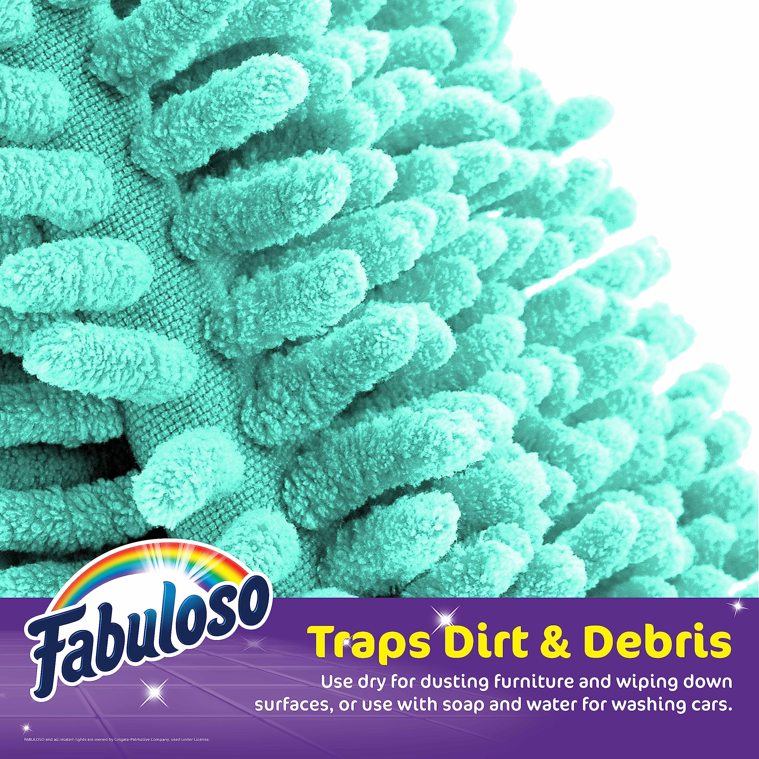 Fabuloso Microfiber Cleaning Mitt Glove, Lint-Free Scratch-Free Dusting and Washing for Furniture, Blinds, Baseboards, Shelves and Car Interior, One Size Fits All, Teal, 3-Pack - Image 5