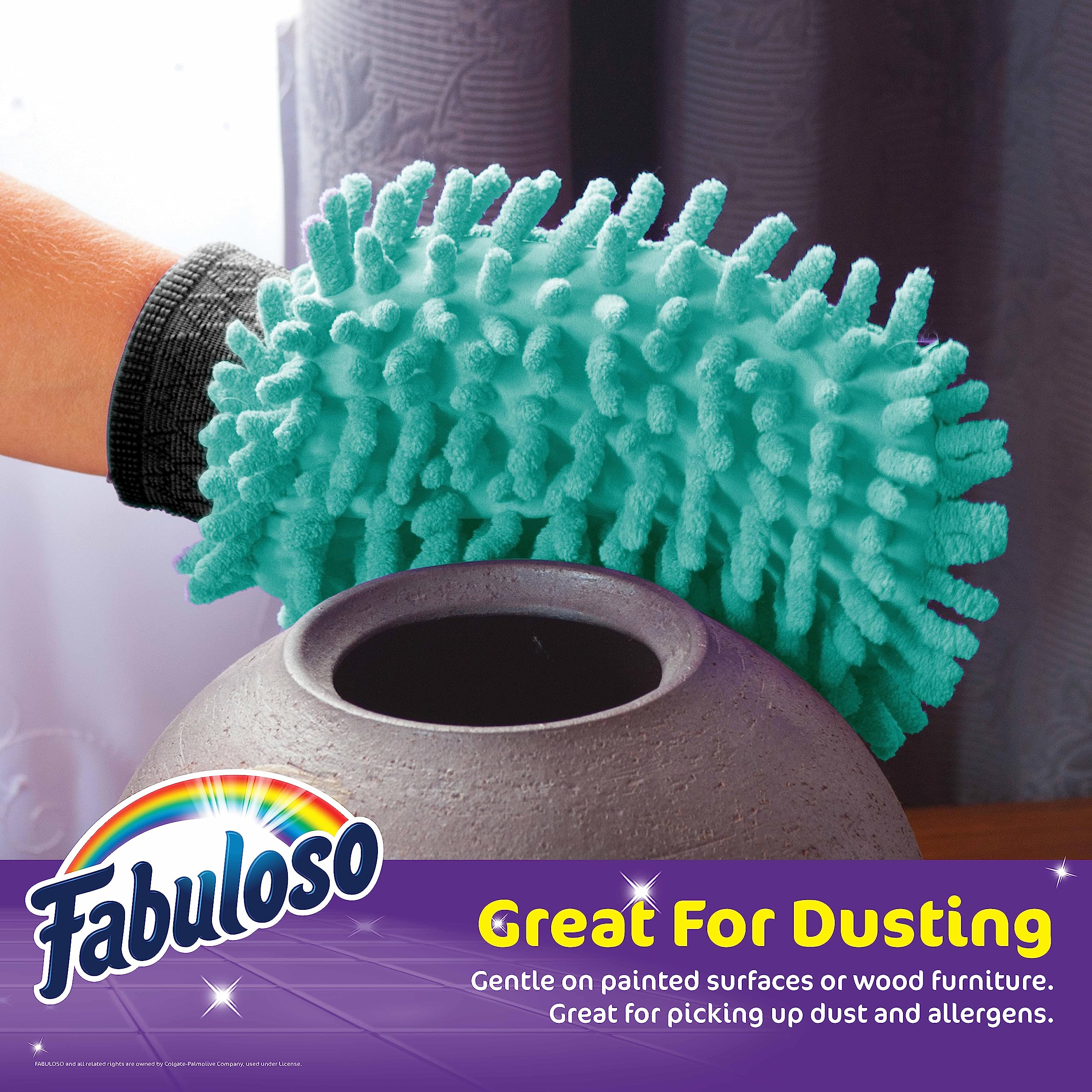Fabuloso Microfiber Cleaning Mitt Glove, Lint-Free Scratch-Free Dusting and Washing for Furniture, Blinds, Baseboards, Shelves and Car Interior, One Size Fits All, Teal, 3-Pack - Image 6