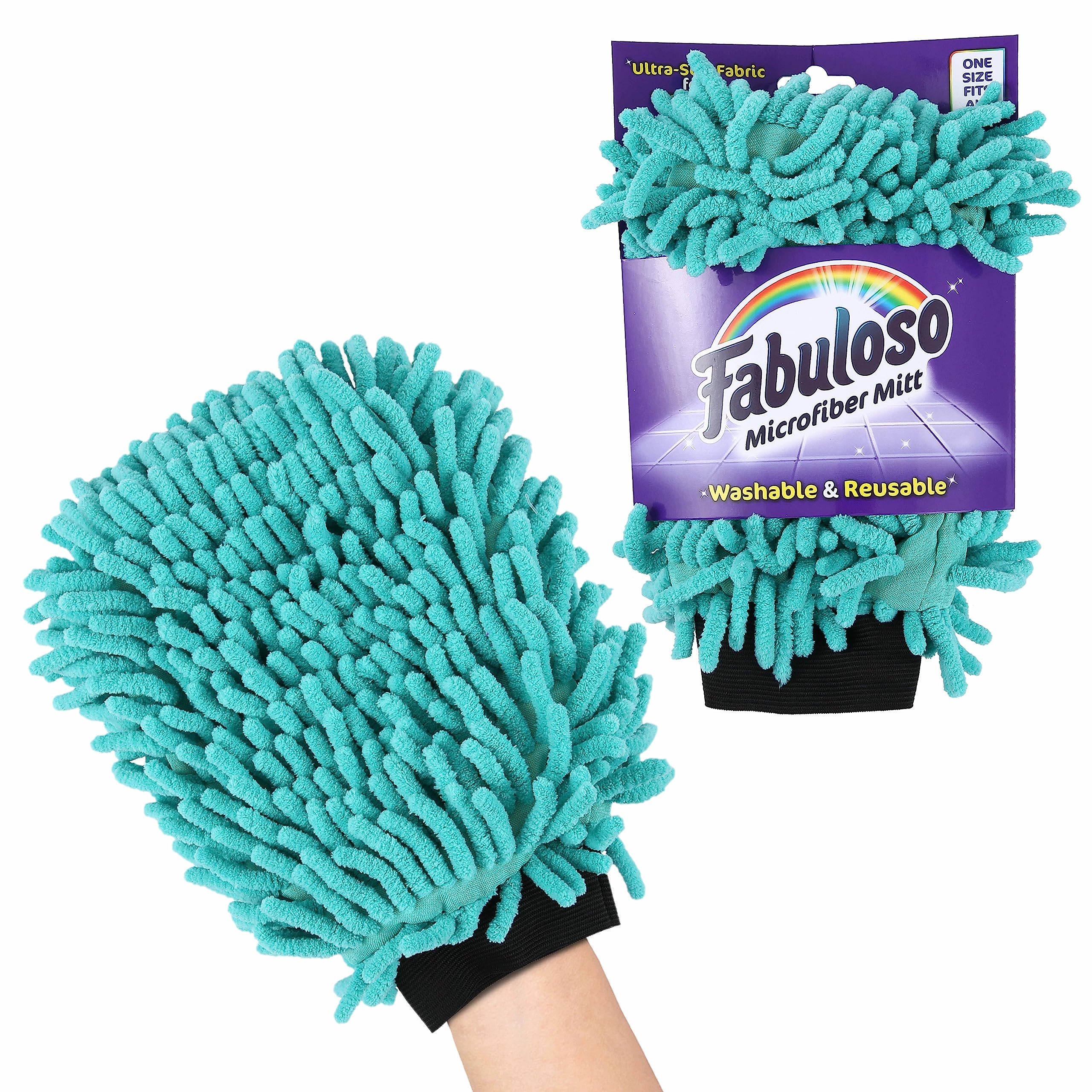 Fabuloso Microfiber Cleaning Mitt Glove, Lint-Free Scratch-Free Dusting and Washing for Furniture, Blinds, Baseboards, Shelves and Car Interior, One Size Fits All, Teal, 3-Pack - Image 7