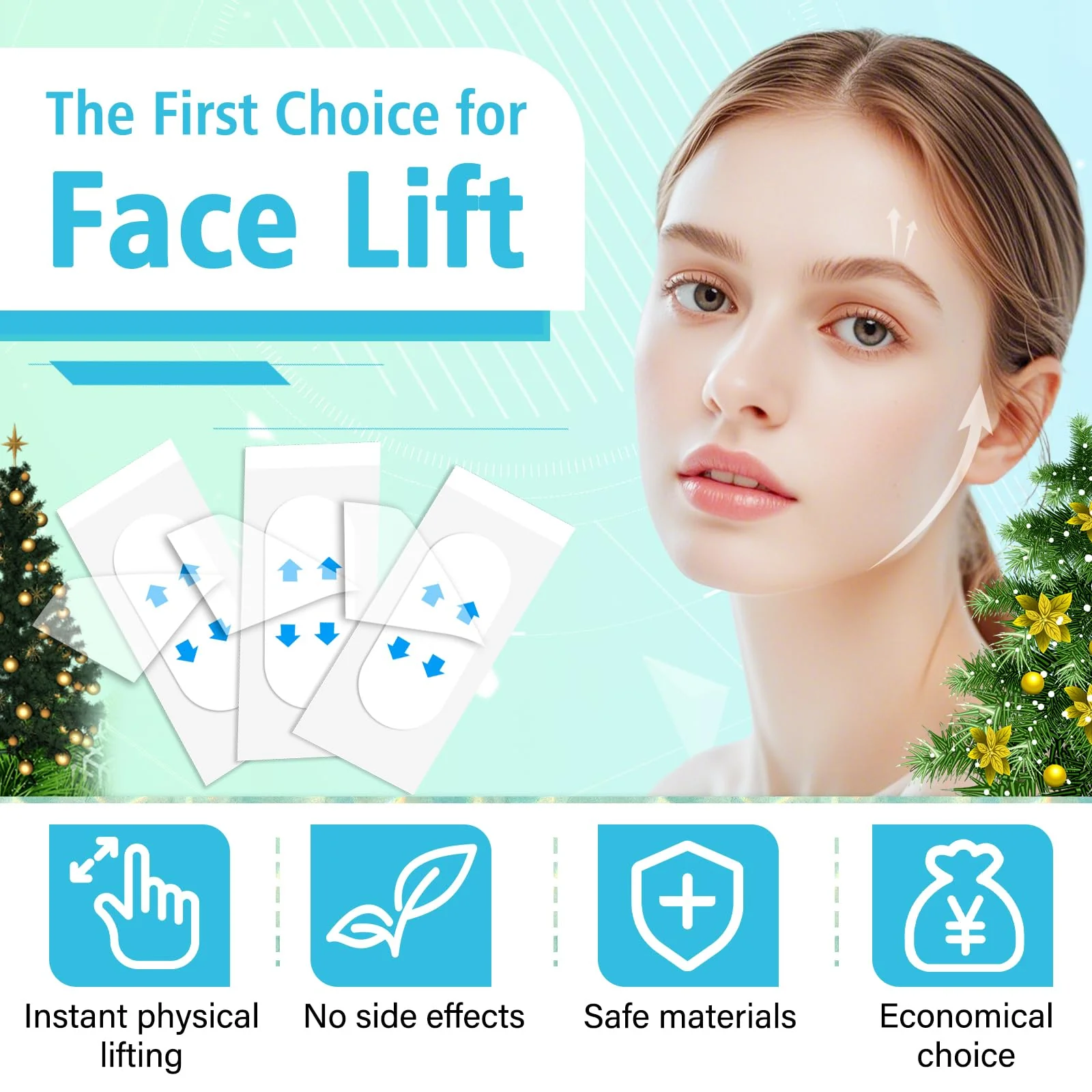 Face Lift Tape,Face Neck Tape Lifting Invisible,256pcs Instant Facelift Tape for Facial,Turkey Neck Jowls,Eyes Loose Skin,Double Chin,Wrinkles,Sagging Skin Tightening,V-Edge Face Necks Less Strip - Image 6