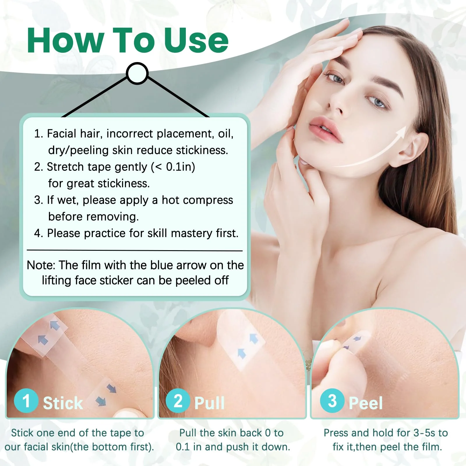 Face Neck Tape Lifting Invisible,Face Lift Tape, Instant Facelift Tape,Makeup V-Edge Face Patches,Necks Less Strip for Women Turkey Neck,Jowl,Eye,Loose Skin,Wrinkle,Double Chin (1 Count (Pack of 172)) - Image 4