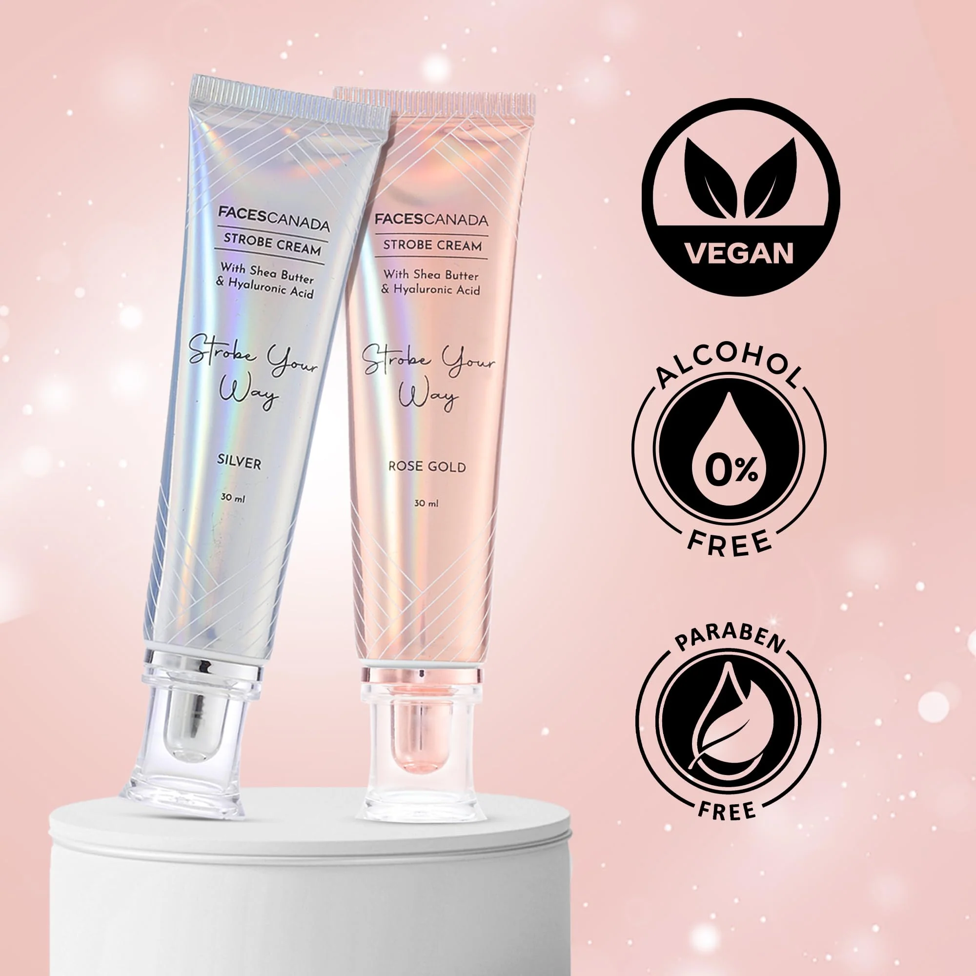 FACESCANADA Strobe Cream - Rose Gold | with Shea Butter & Hyaluronic Acid | Hydrating & Illuminating Makeup | for Radiant Dewy Skin | 1.01 Fl Oz (30ml) - Image 2