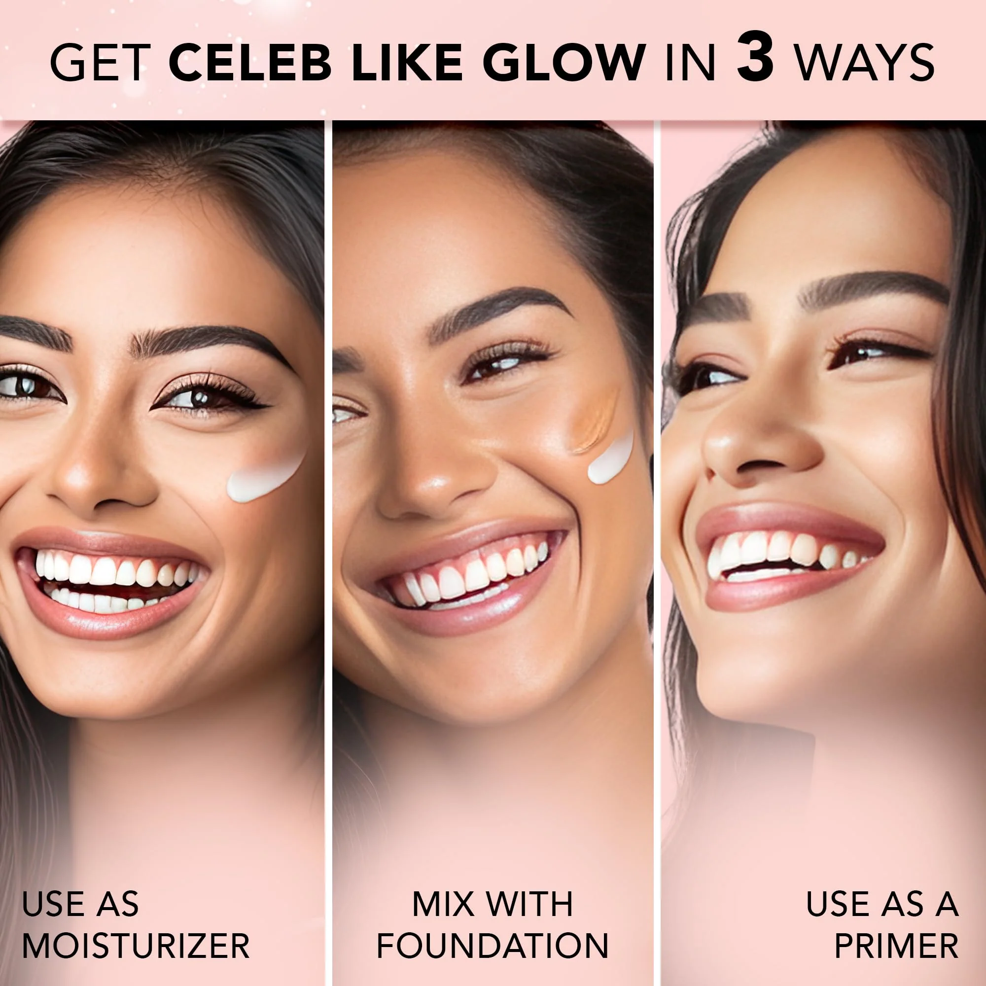 FACESCANADA Strobe Cream - Rose Gold | with Shea Butter & Hyaluronic Acid | Hydrating & Illuminating Makeup | for Radiant Dewy Skin | 1.01 Fl Oz (30ml) - Image 6