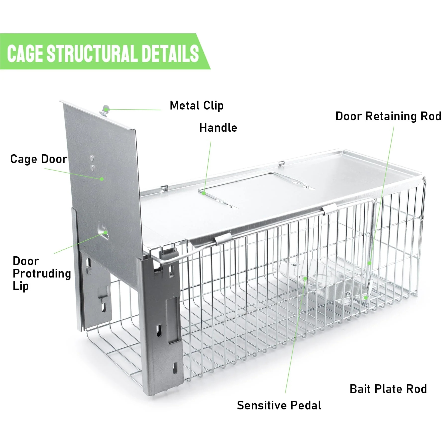 Faicuk Heavy Duty Squirrel Trap Chipmunk Trap Rat Trap and Other Similar-Size Rodents - 16.3” x 6” x 6.7” - Image 3