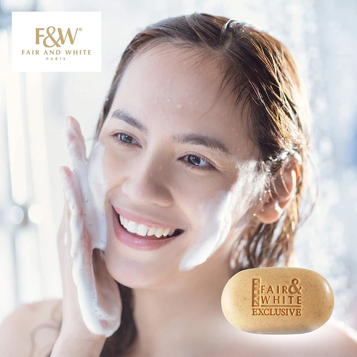 FAIR & WHITE Exclusive Exfoliating Soap - 7 oz / 200 g - Skin Brightening Bar, Moisturizing Soap for Uneven Skin Tone, with Vitamin C and Shea Butter - Image 2